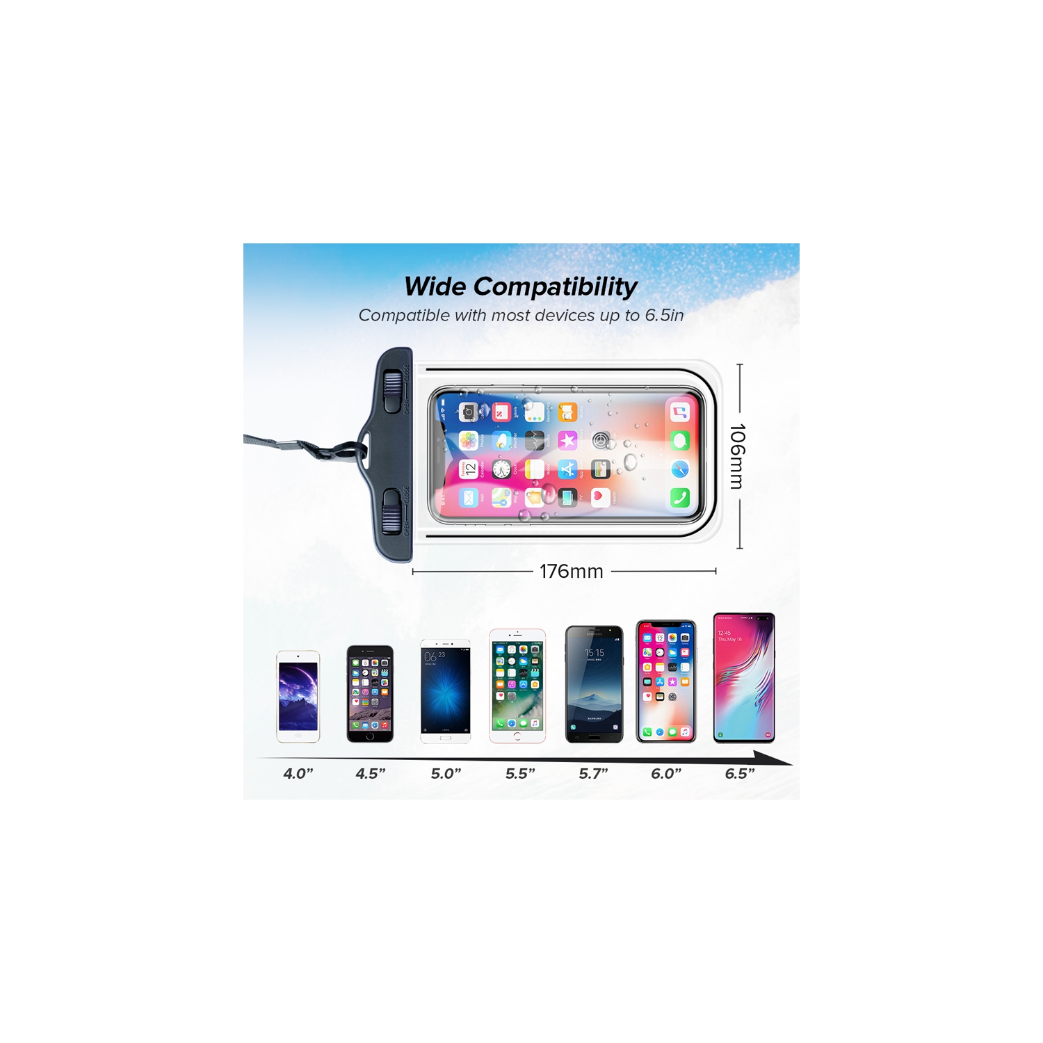 Waterproof Phone Pouch Universal Waterproof Case Dry Bag for iPhone Samsung Google Underwater Phone Protector - Orange