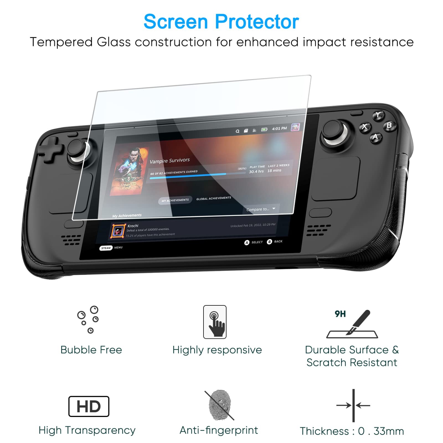 Protective Case Stand for Valve Steam Deck with 2 Screen Protectors, TPU+PC Protector Cover Kickstand Accessories Kit with Glass Film for Steam Deck,