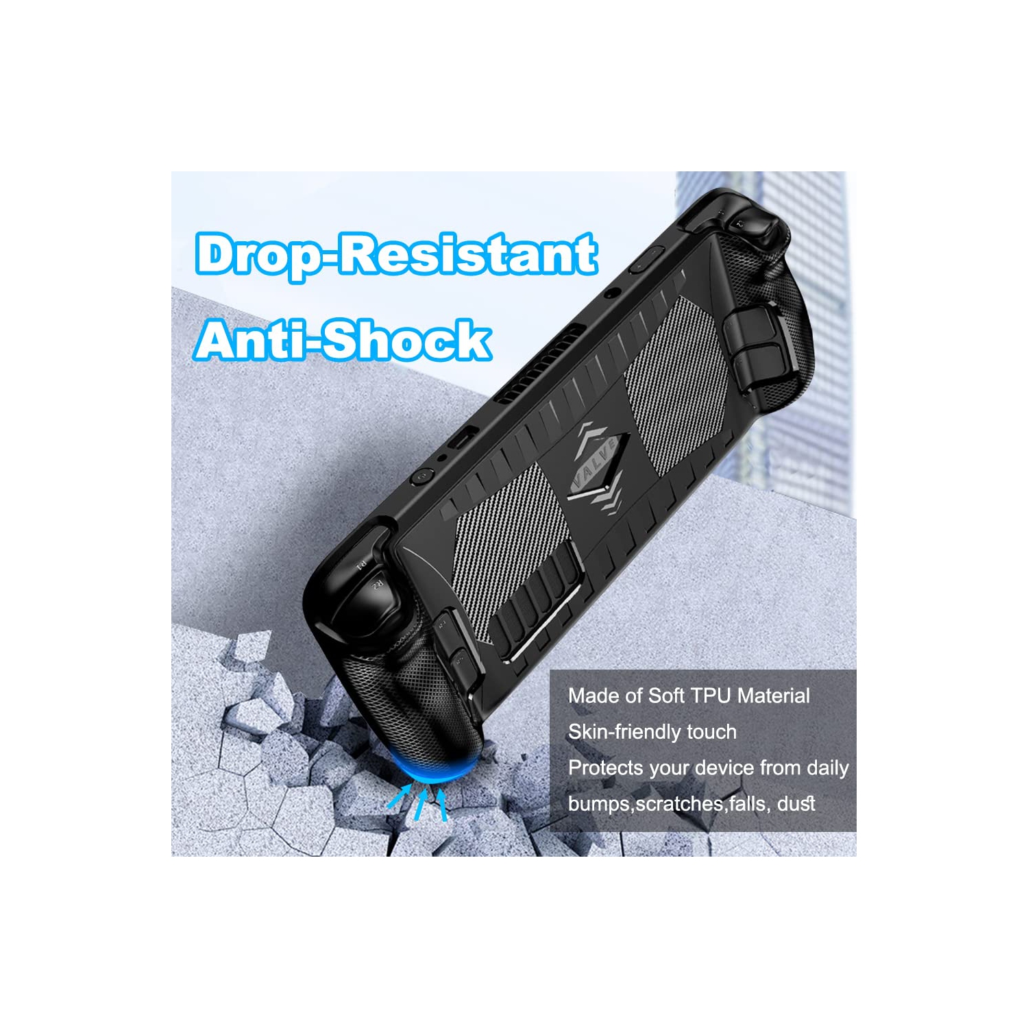 Upgraded New 2022 Protective Case for Steam Deck, TPU Soft Durable Shockproof Non-Slip Anti-Collision Protector for Steam Deck Cover Accessories