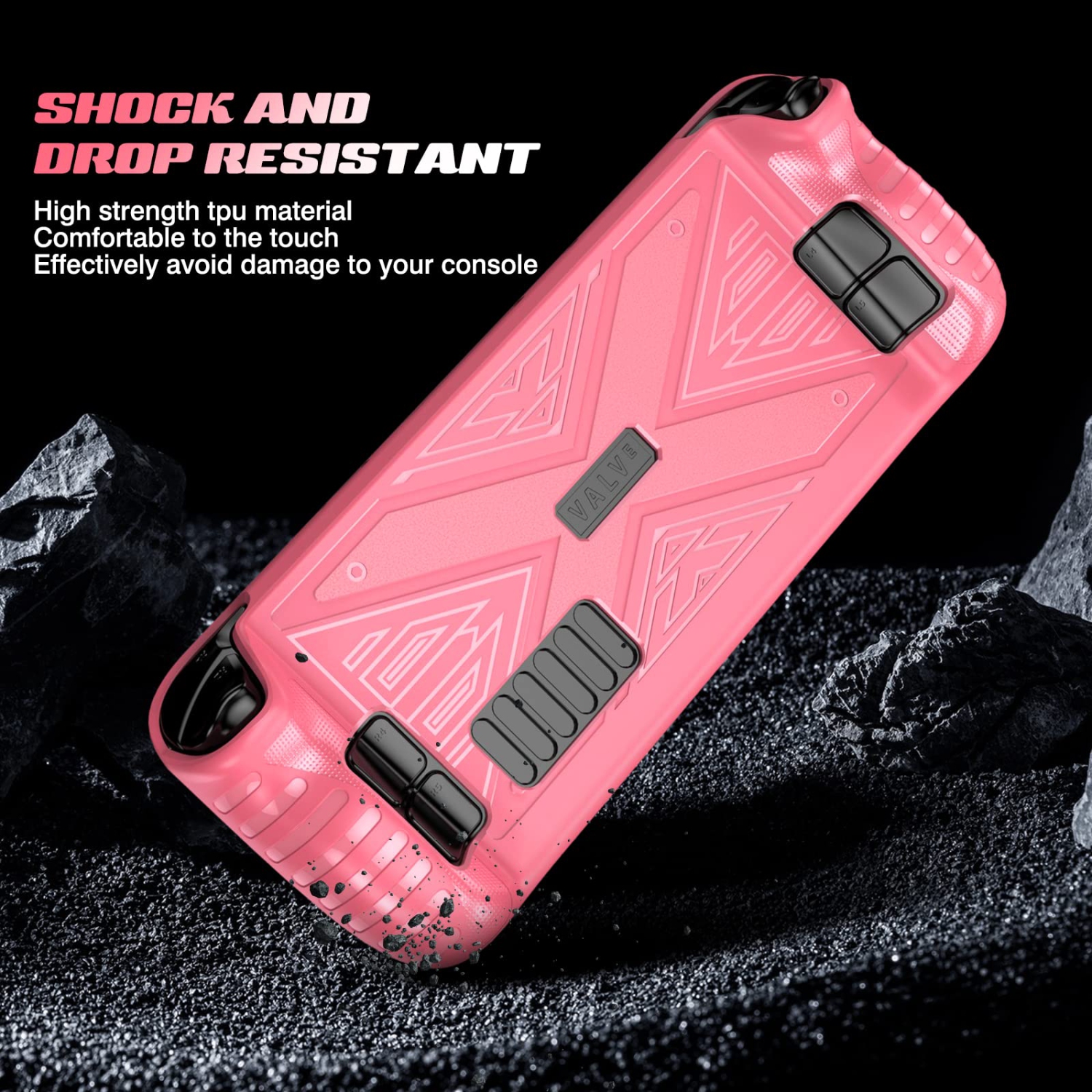X Texture Steam Deck Protective Case Soft TPU Cover Shock-Absorption Anti-Scratch Shell Cool Durable Skin Ergonomics Non-Slip Grip - X Frosted Rose