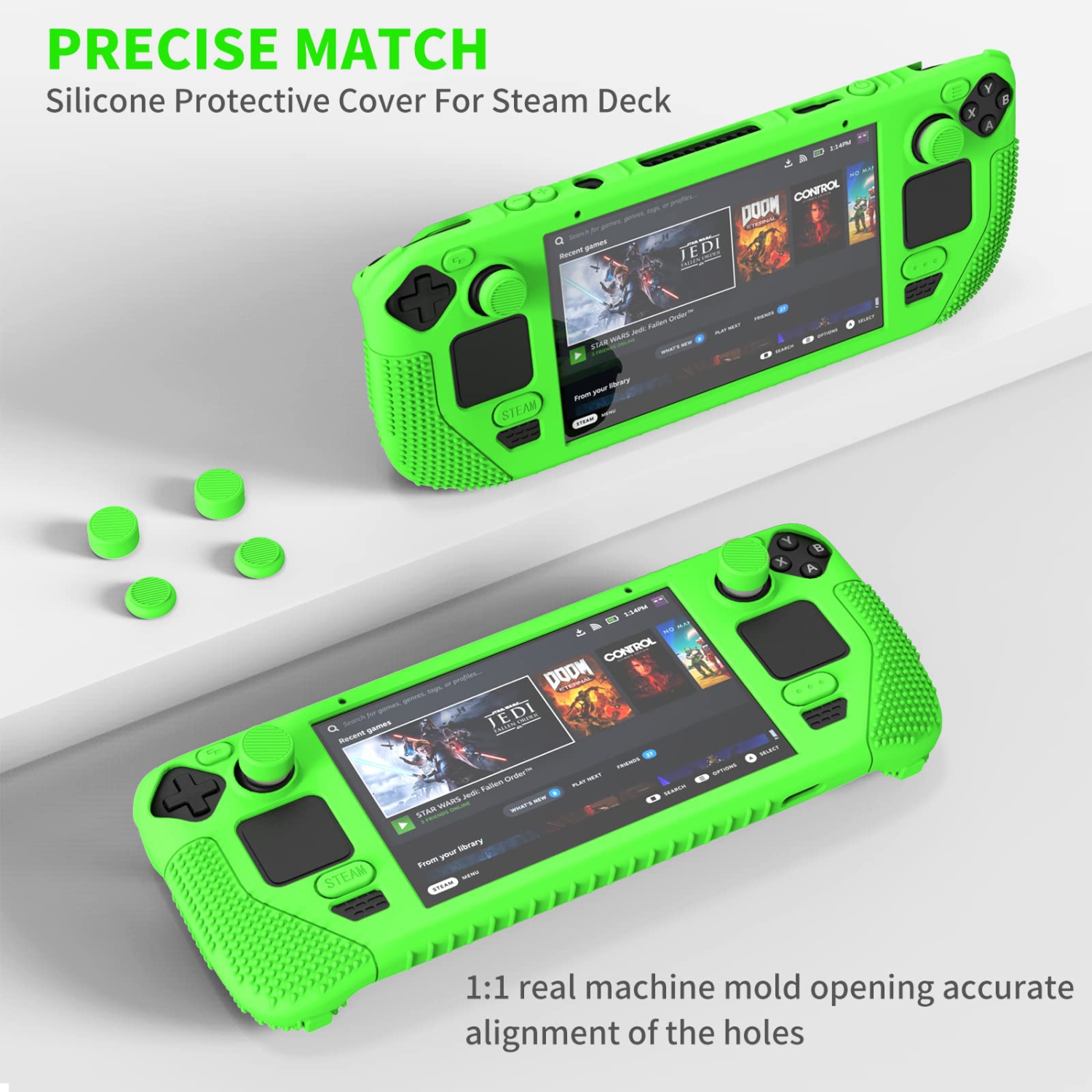 Protective Case for Steam Deck, Thickened Silicone Cover with 4 Rocker Caps, Features Thick Silicone Full Protection, Shock Absorption and Scratch
