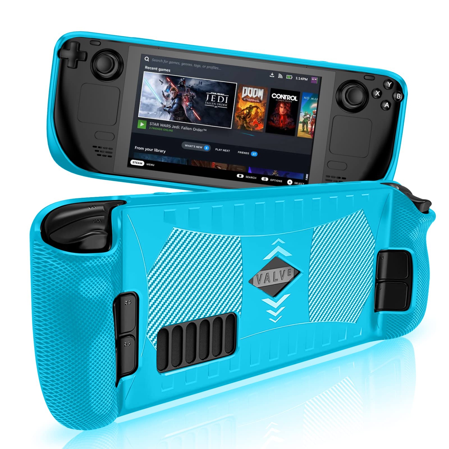 Steam Deck TPU Protective Case Shockproof Shell Soft Non-Slip Cover Durable Full Protection Scratch Resistant Anti Fingerprint Skin with Ergonomics Grip - Blue