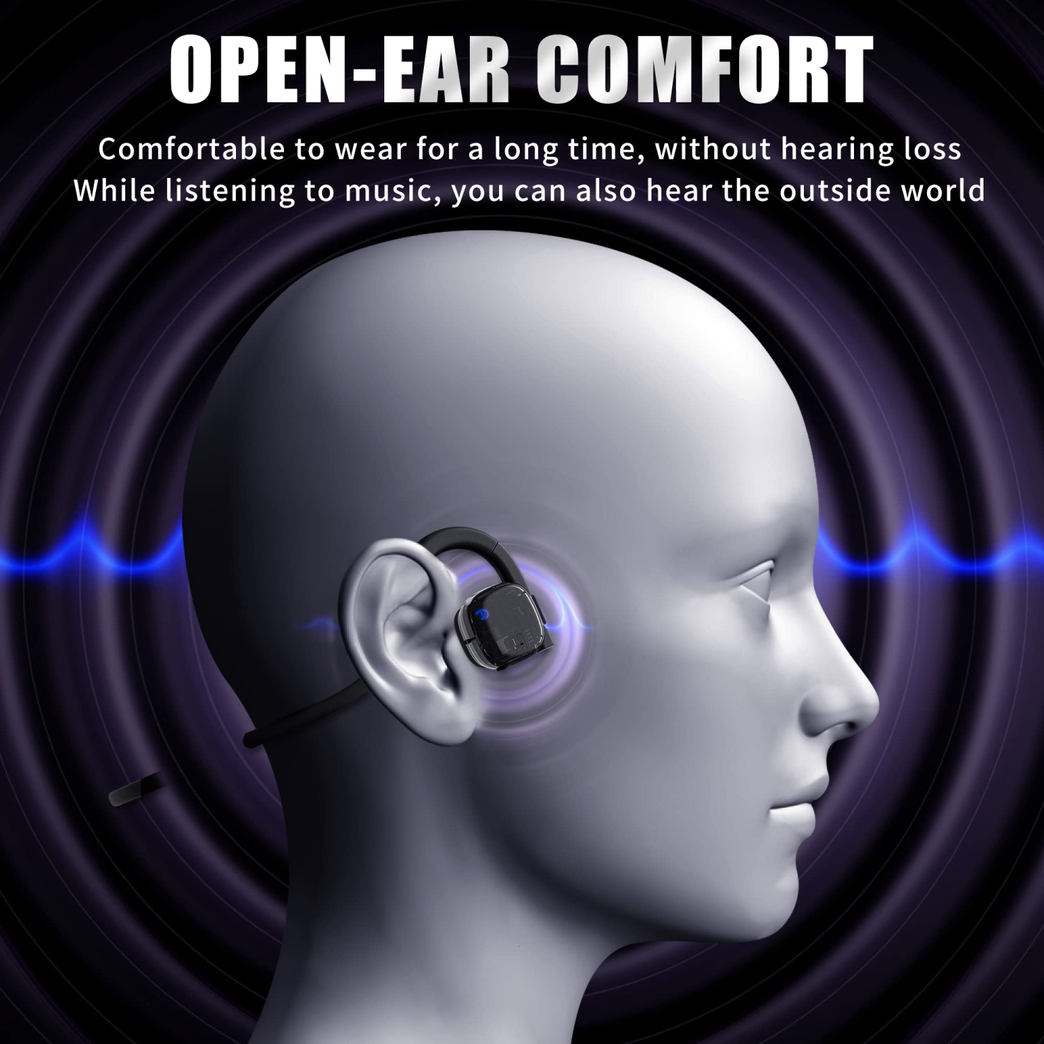 2023 New Wireless Bone Conduction Headphones Bluetooth 5.3 Open-Ear Earphones Wireless Sports Headset Waterproof Earbuds with Mic Phone Call Music