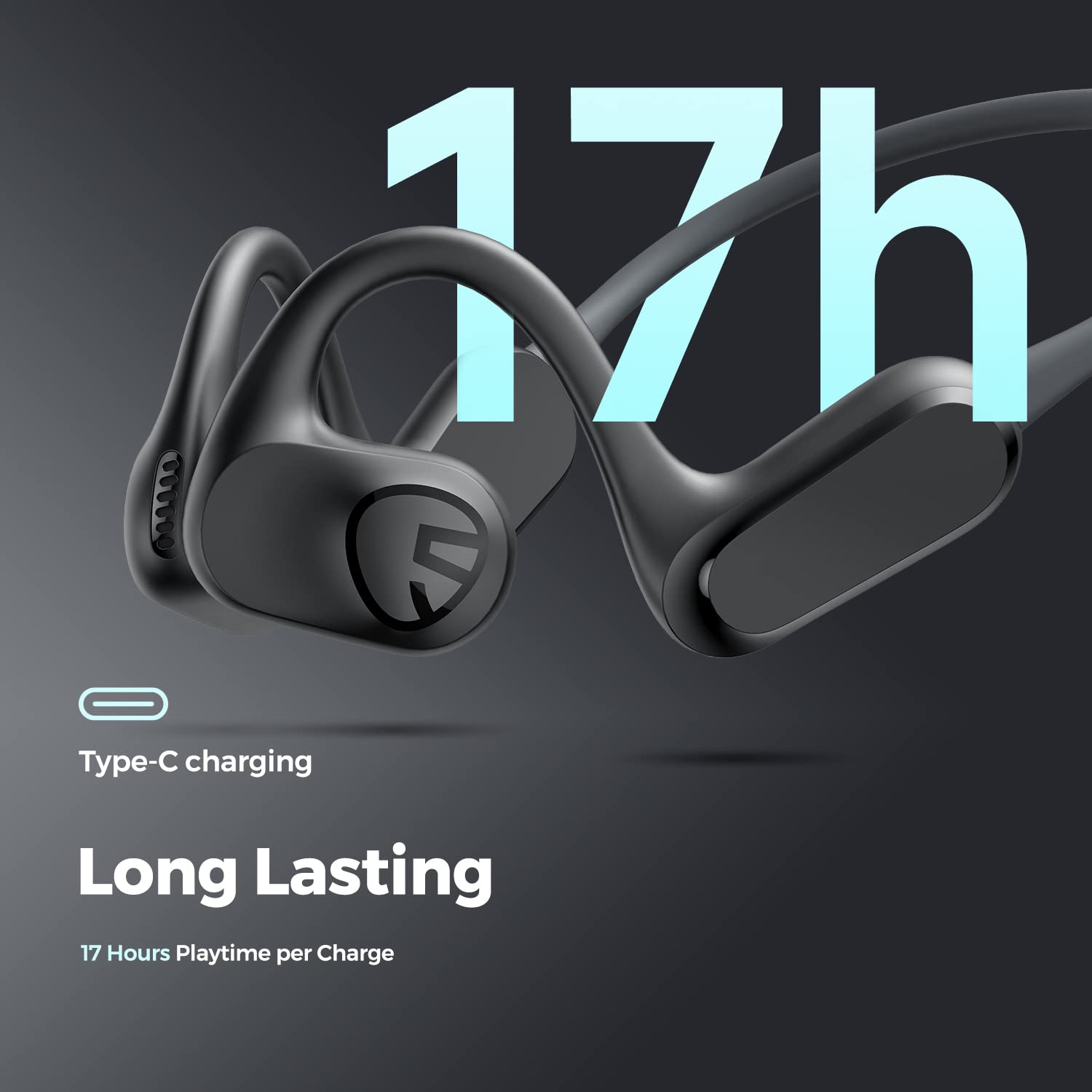 Open Ear Headphones, Air Conduction Headset, 16.2mm Driver, 17 Hours Playtime, with Headband, Bluetooth 5.3 Sports Earphones for