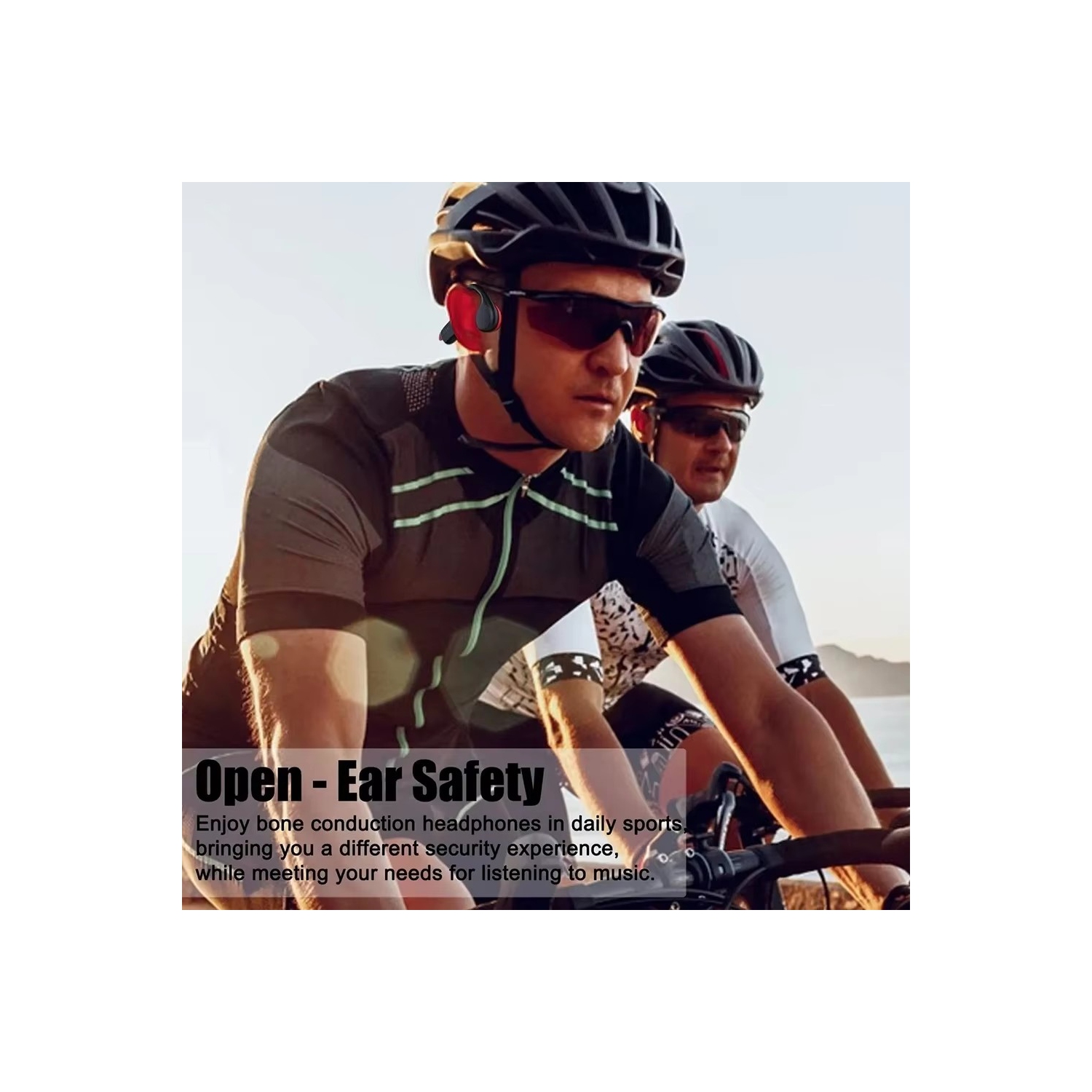 Écouteurs bouton sans fil Bluetooth à conduction osseuse avec micro 32&nbsp;Go Carte SD Carte mémoire intégrée Écouteurs à suppression du bruit pour