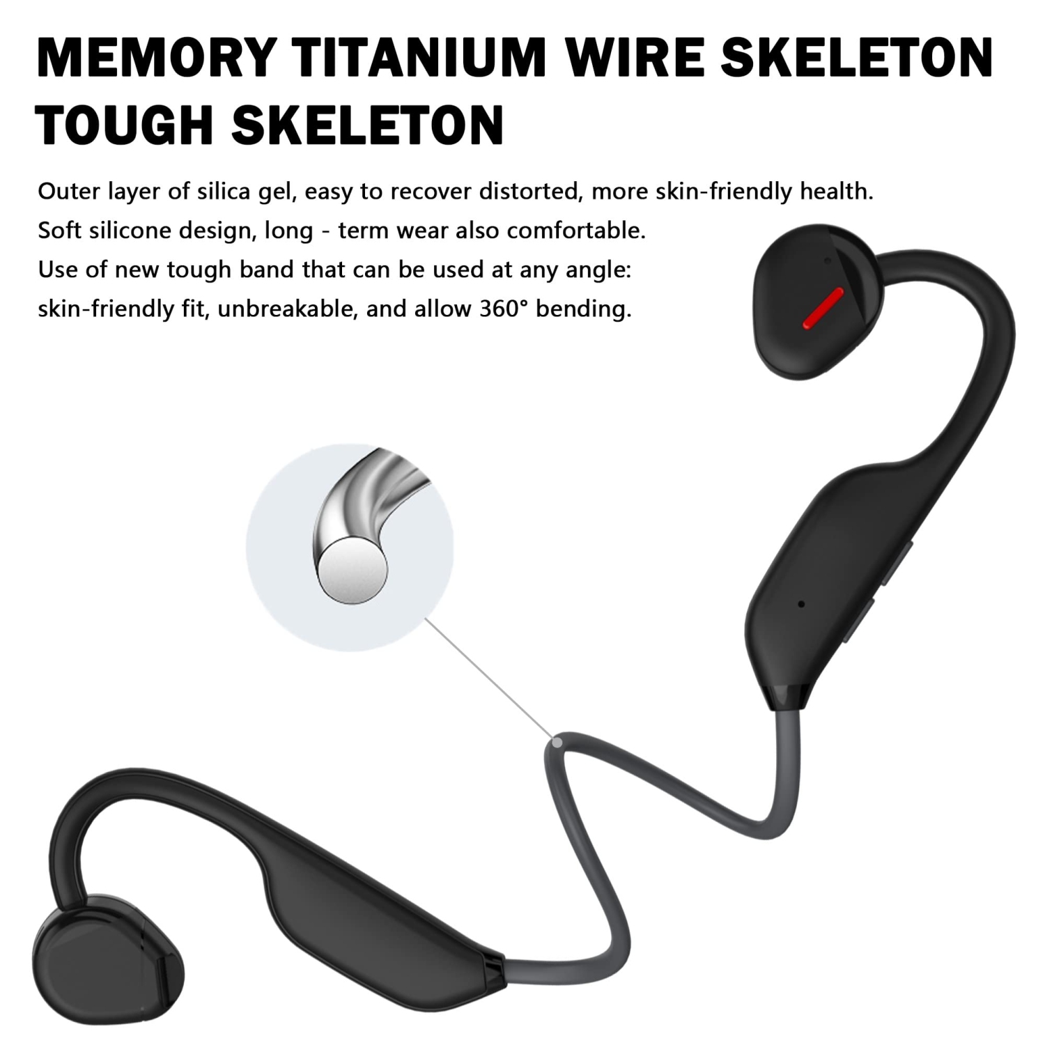 Open Ear Air Conduction Headphones, Wireless Earphones Bluetooth 5.3 Headset, Up to 10+ Hours Playtime Sports Headphones for