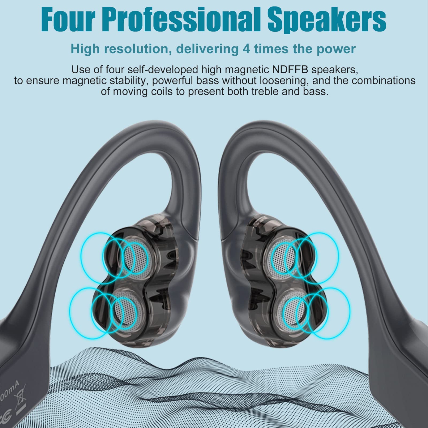 Air Conduction Headphones, Open Ear Wireless Bluetooth 5.3 Earphones with Mic, IPX6 Waterproof Sweatproof Lightweight Sports Headset for Running,