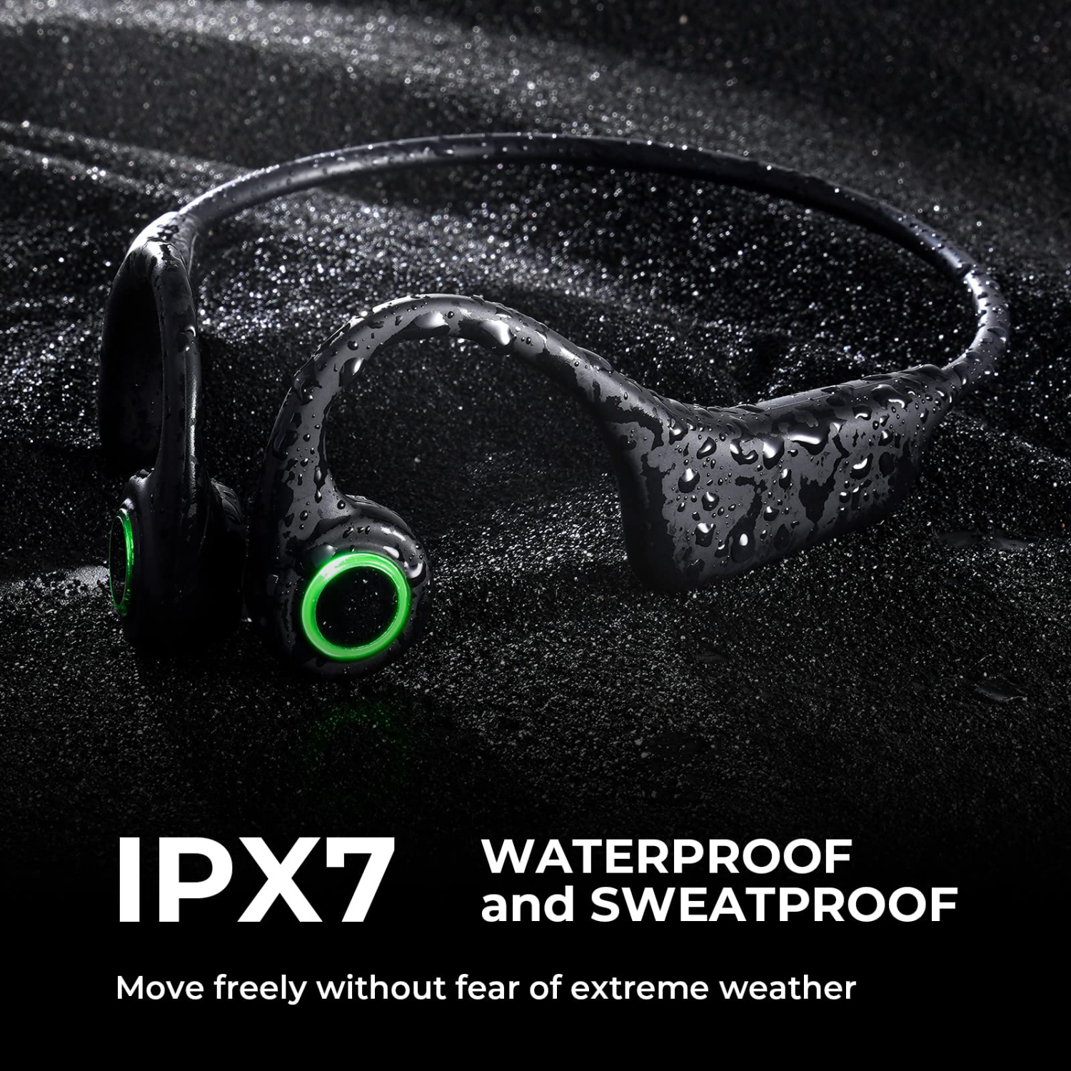 Bone Conduction Headphones, Running Headphones Open Ear Headphones with Cool Smart Breathing Light, IPX7 Waterproof Sweatproof Workout Headphones