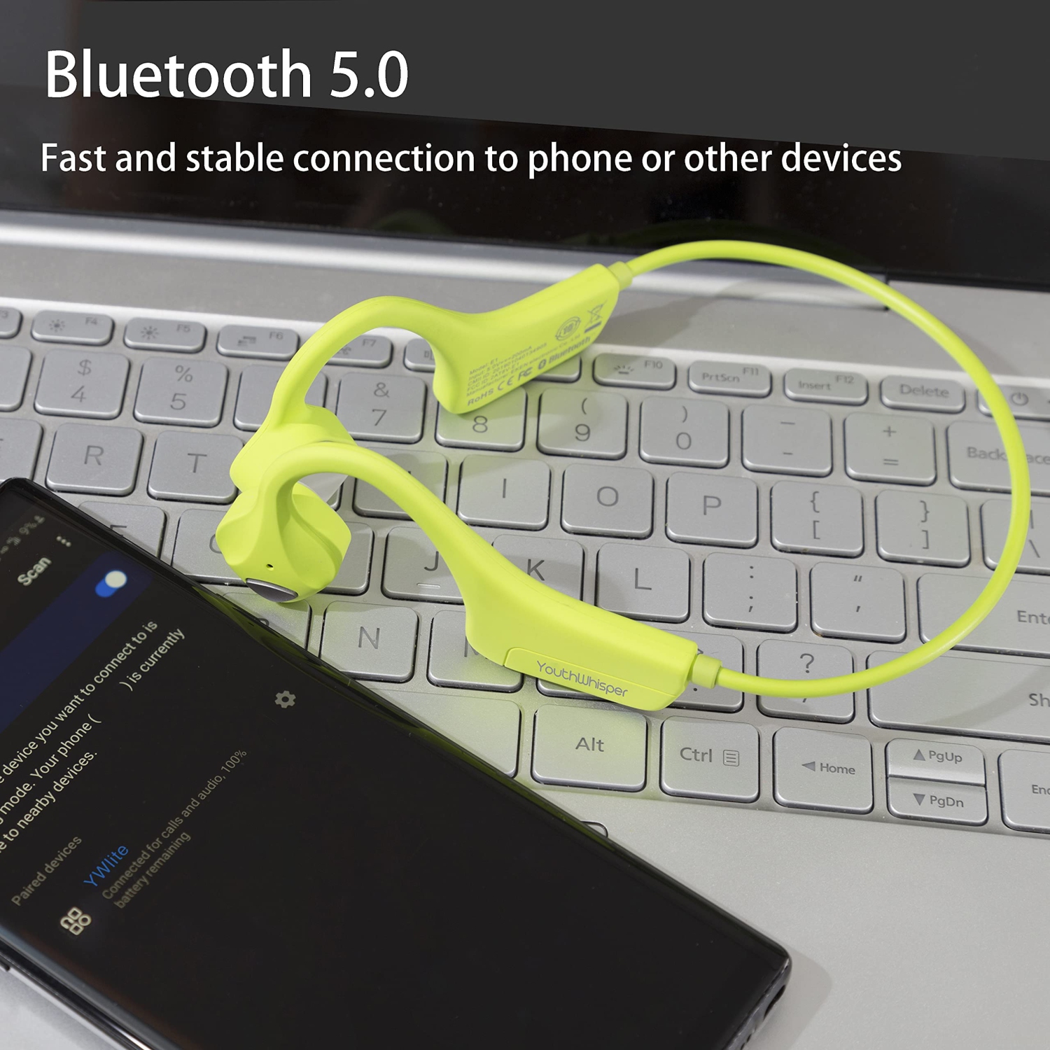 Bone Conduction Headphones Bluetooth - Headset Wireless with Microphones, Open-Ear, Lightweight Sweat-Proof for Sports Running Fitness Yoga