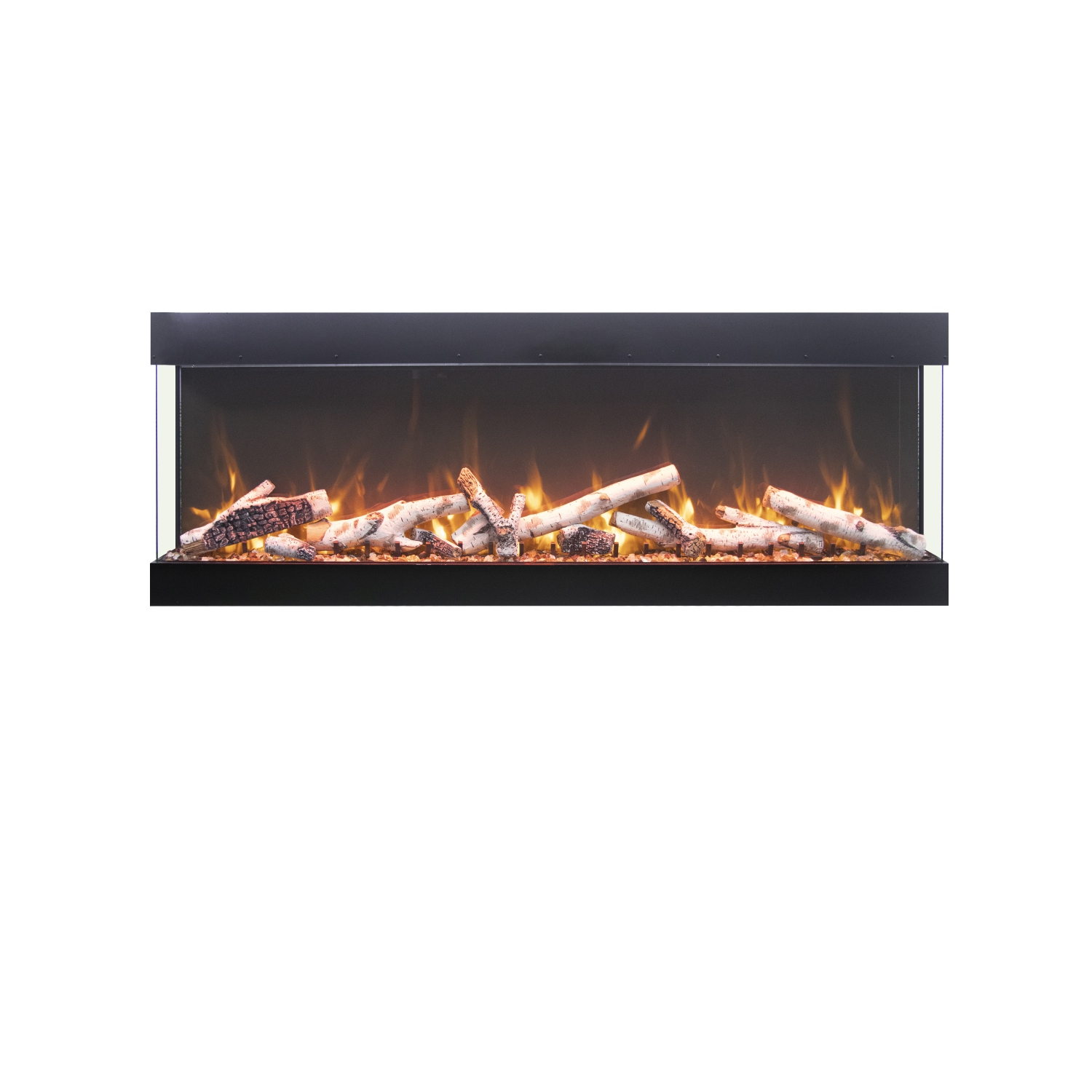 Le foyer électrique de 75 po Bespoke de TruView est offert avec 3 verre à foyer et le choix d'un ensemble multimédia de conception.