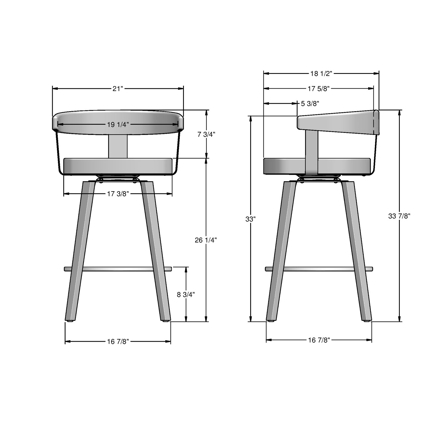Cohen Contemporary Counter Height Barstool - Charcoal Grey/Brown