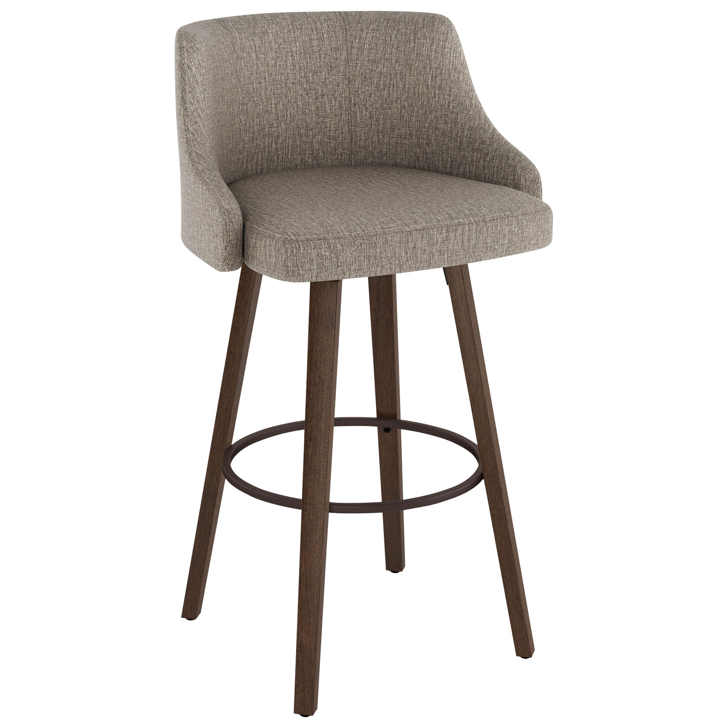 Tabouret de bar traditionnel à hauteur de comptoir Ramon - Brun-beige tissé/Brun