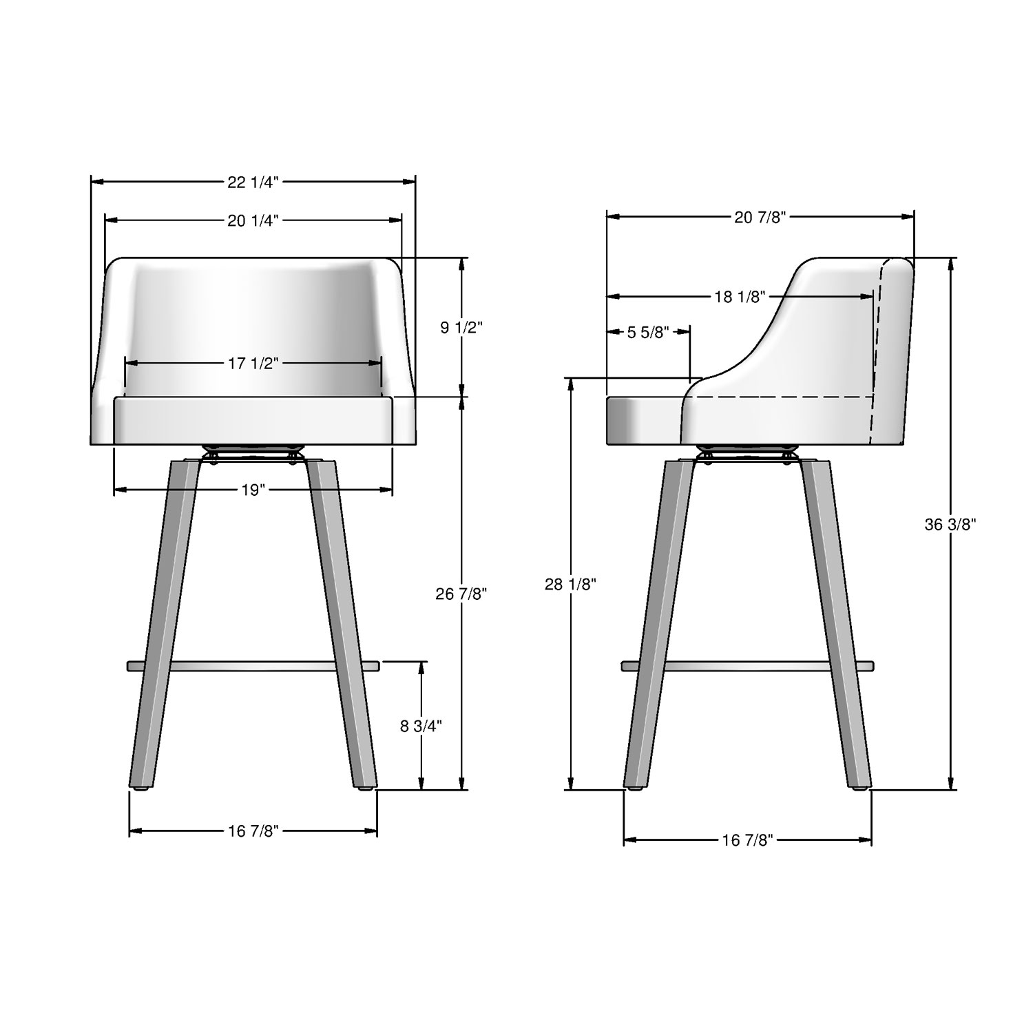Tabouret de bar traditionnel à hauteur de comptoir Ramon - Brun-beige tissé/Brun