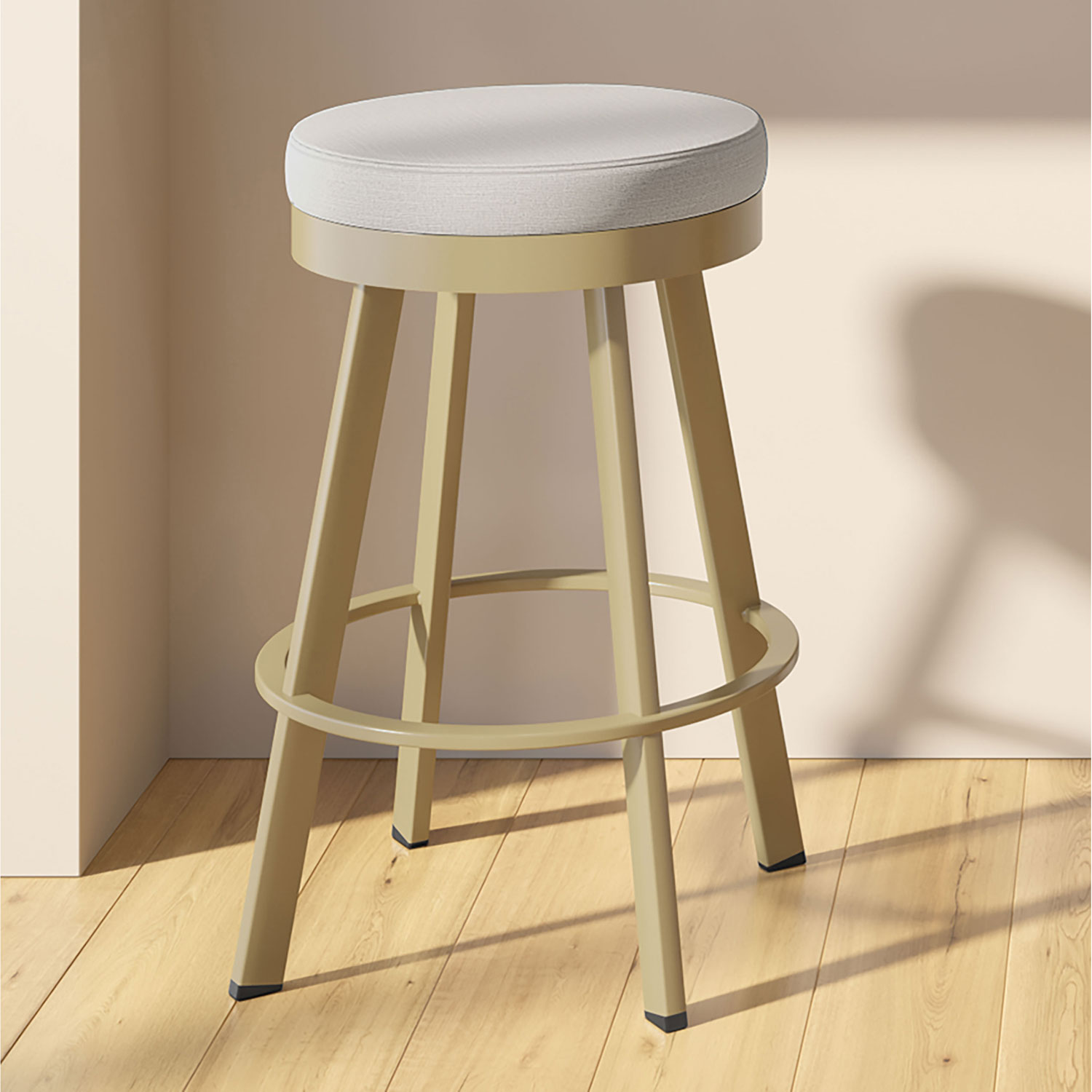 Swice Modern Polyester Counter Height Barstool - Light Grey/Golden
