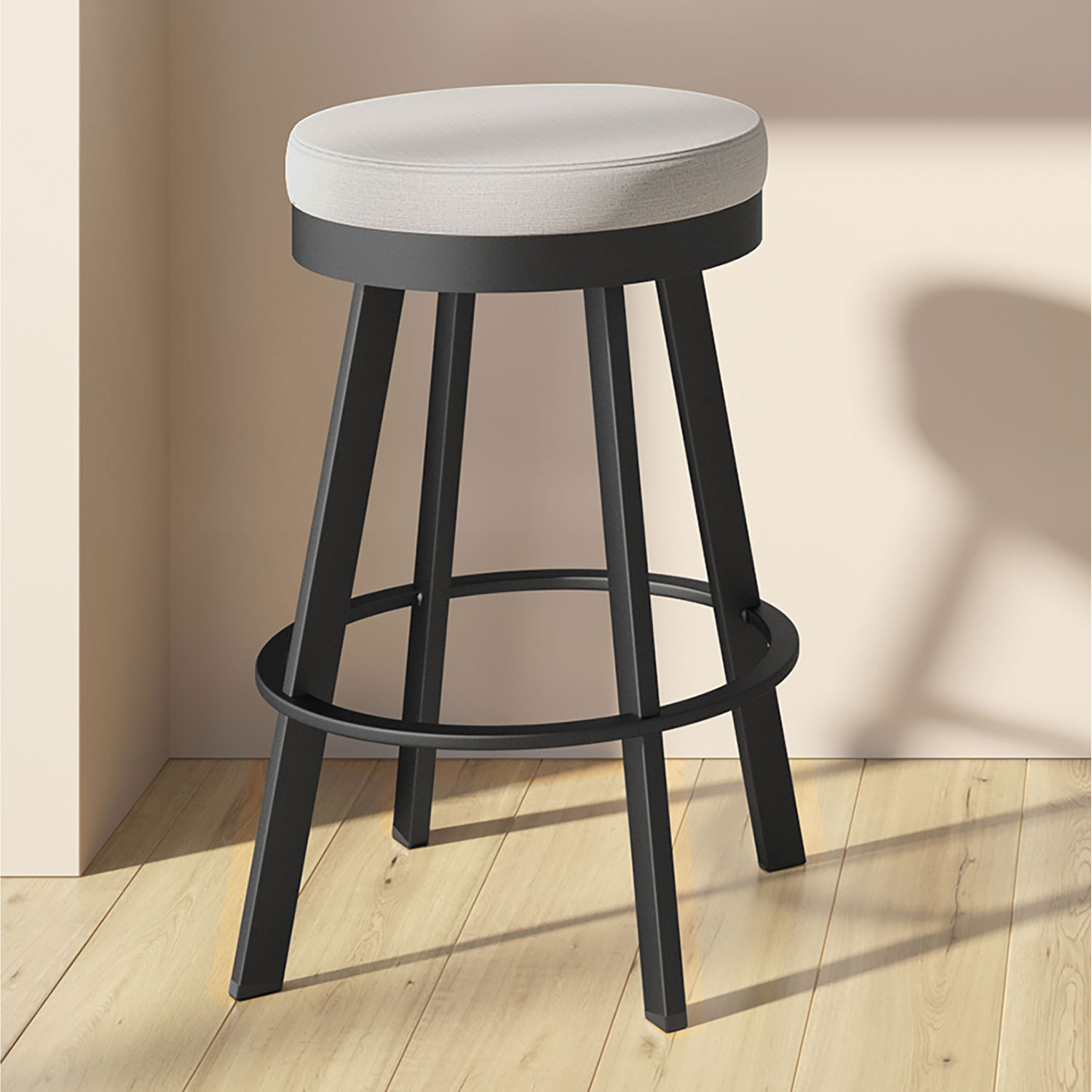 Swice Modern Polyester Bar Height Barstool - Grey Woven/Black