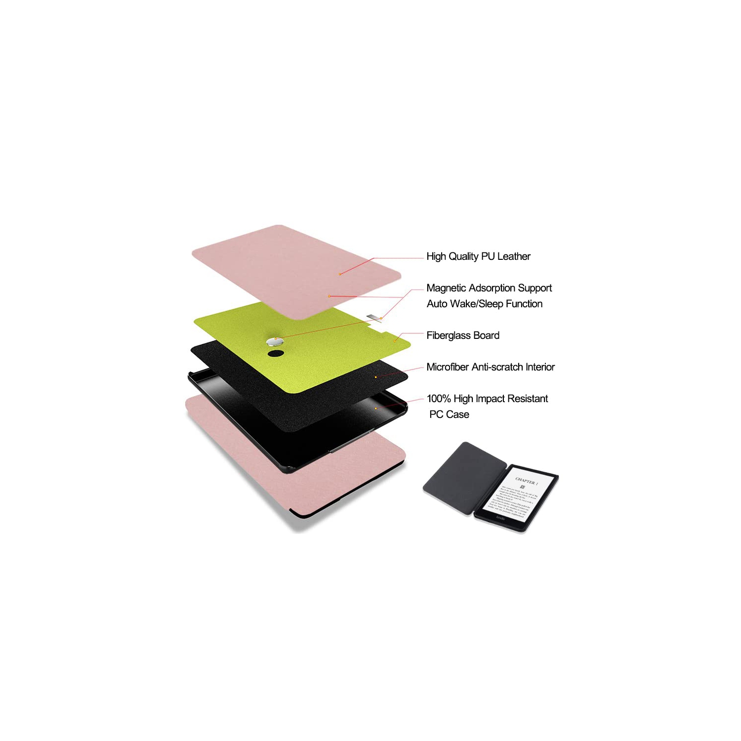 Grand Sky Case for Kindle Paperwhite 6.8" 2021, Ultra Lightweight Slim PU Leather Protective Cover with Smart Auto Wake/Sleep