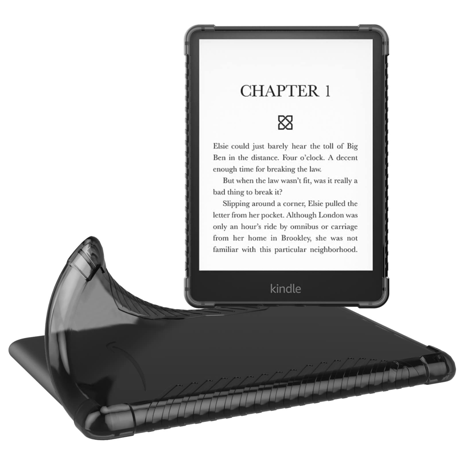 Case for 6.8" Kindle Paperwhite (11th Generation-2021) and Kindle Paperwhite Signature Edition, Ultra Clear Soft Flexible Transparent TPU Skin Bumper Back Cover Shell, Black