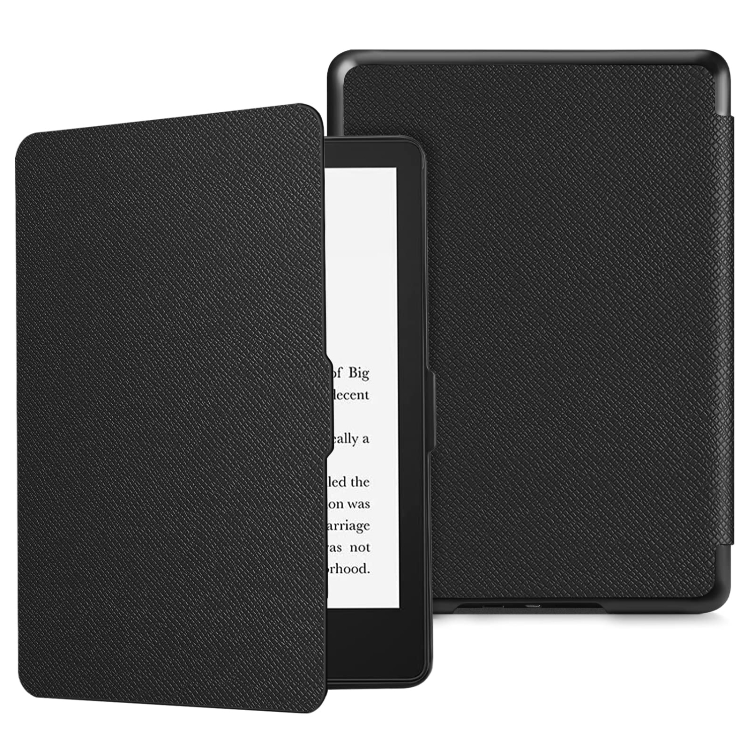 Slimshell Case for 6.8" Kindle Paperwhite and Kindle Paperwhite Signature Edition - Premium Lightweight PU Leather Cover with Auto Sleep/Wake (Black)