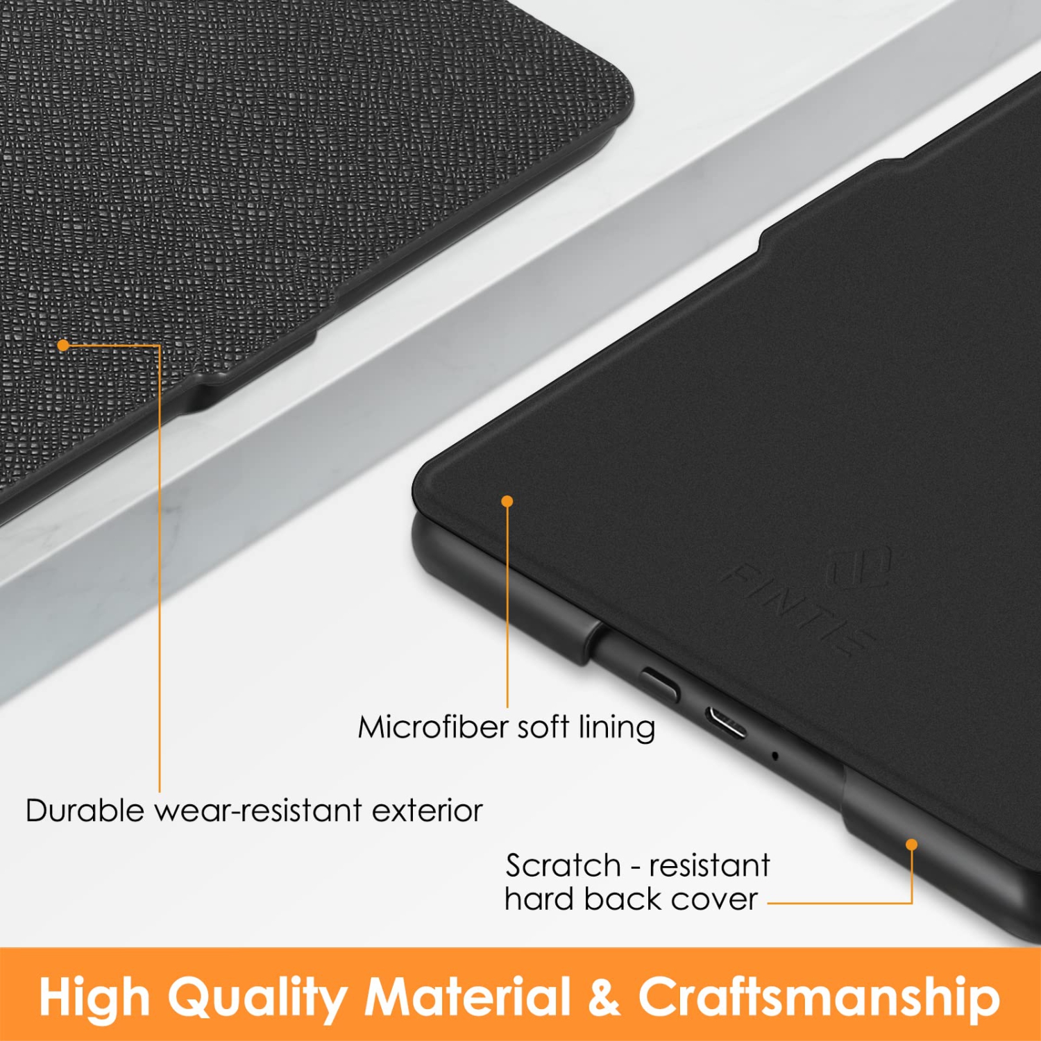 Slimshell Case for 6.8" Kindle Paperwhite and Kindle Paperwhite Signature Edition - Premium Lightweight PU Leather Cover with Auto Sleep/Wake (Black)