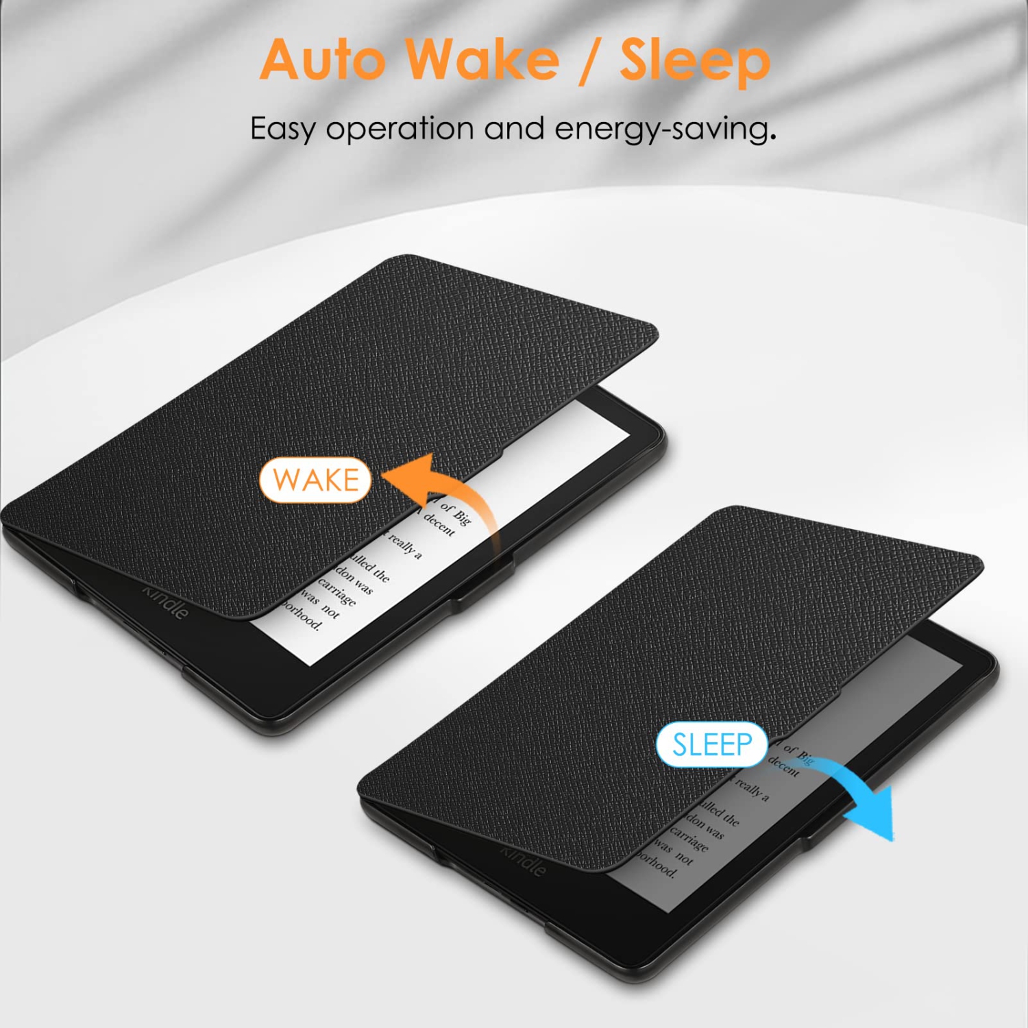 Slimshell Case for 6.8" Kindle Paperwhite and Kindle Paperwhite Signature Edition - Premium Lightweight PU Leather Cover with Auto Sleep/Wake (Black)