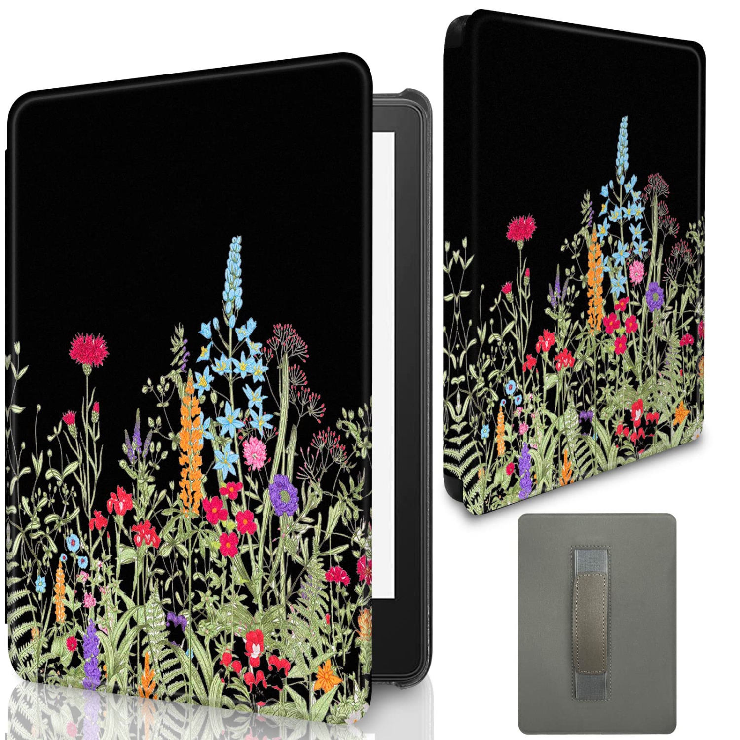 Case for 6.8” Kindle Paperwhite 11th Generation 2021- Premium Lightweight Book Cover with Auto Wake/Sleep for Amazon Kindle Paperwhite 2021 Signature (Black Colorful Plants)