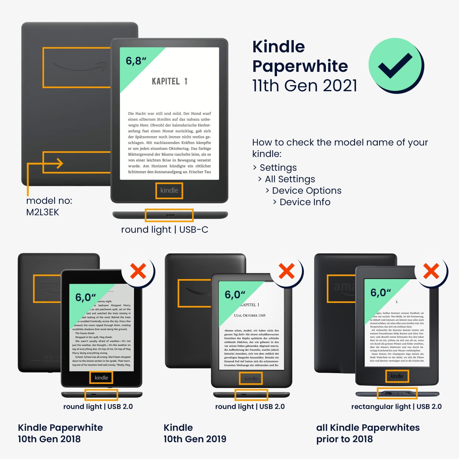 Étui Origami compatible avec le Kindle Paperwhite 11 d’Amazon. Génération 2022 – Étui ultramince en cuir pu avec support – Noir
