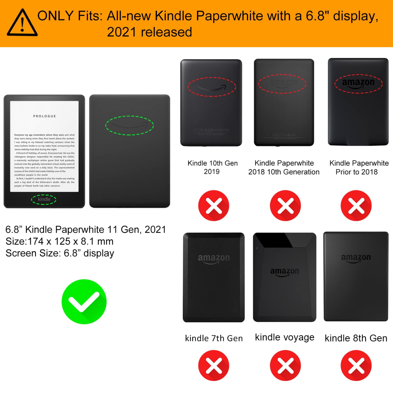 Case for 6.8” Kindle Paperwhite 11th Generation 2021- Premium Lightweight PU Leather Book Cover with Auto Wake/Sleep for Amazon Kindle Paperwhite