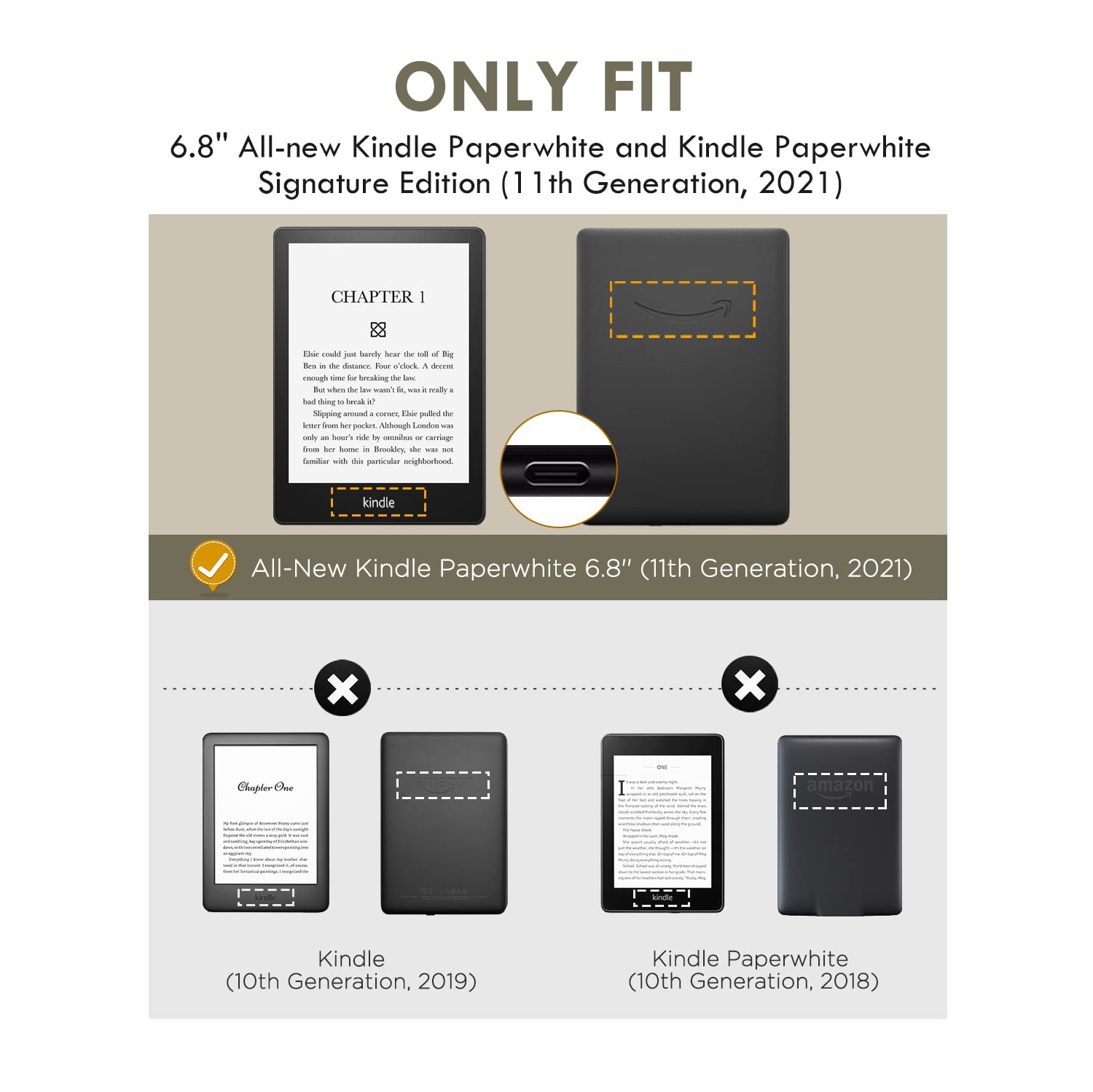 Coque pour  Kindle Paperwhite 11e Gén 6.8(modèle 2021