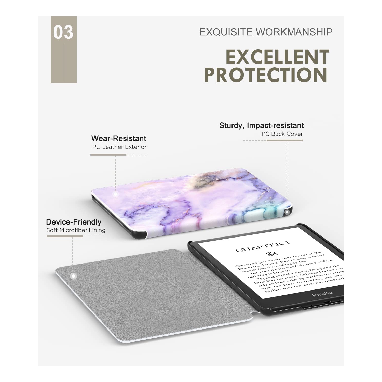 Case for 6.8" Kindle Paperwhite and Kindle Paperwhite Signature Edition, Light Shell Cover with Auto Wake/Sleep for Kindle Paperwhite 2021 E-Reader,