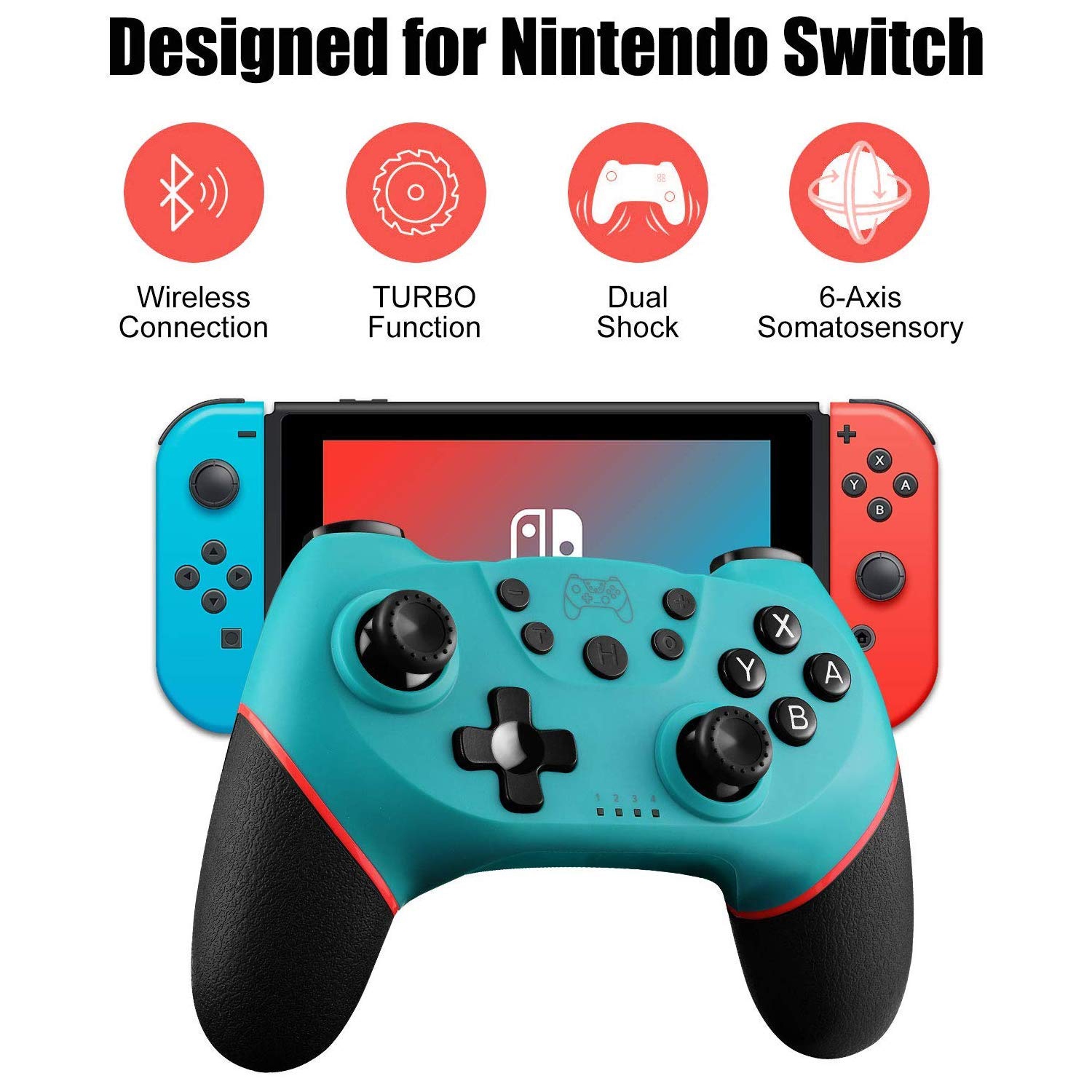 Switch Controller, Wireless Pro Controller Gamepad Compatible with Switch Support Amibo, Wakeup, Screenshot and Vibration Functions