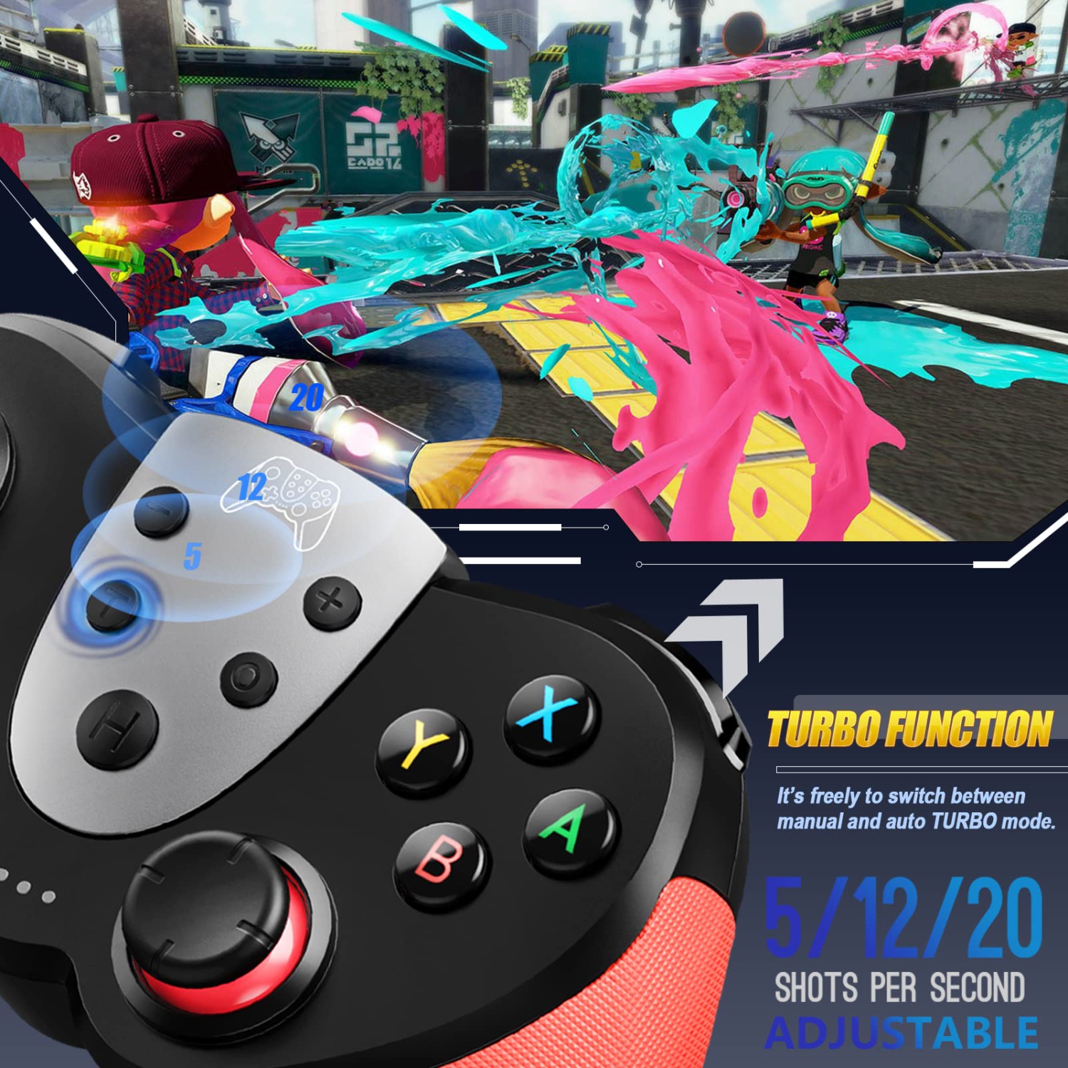 Switch Controller,Wireless Switch Pro Controller for Nintendo Switch/Switch Lite/Switch OLED,with Dual Vibration,Turbo,6-Axis Gyro Sensor,Wake-Up