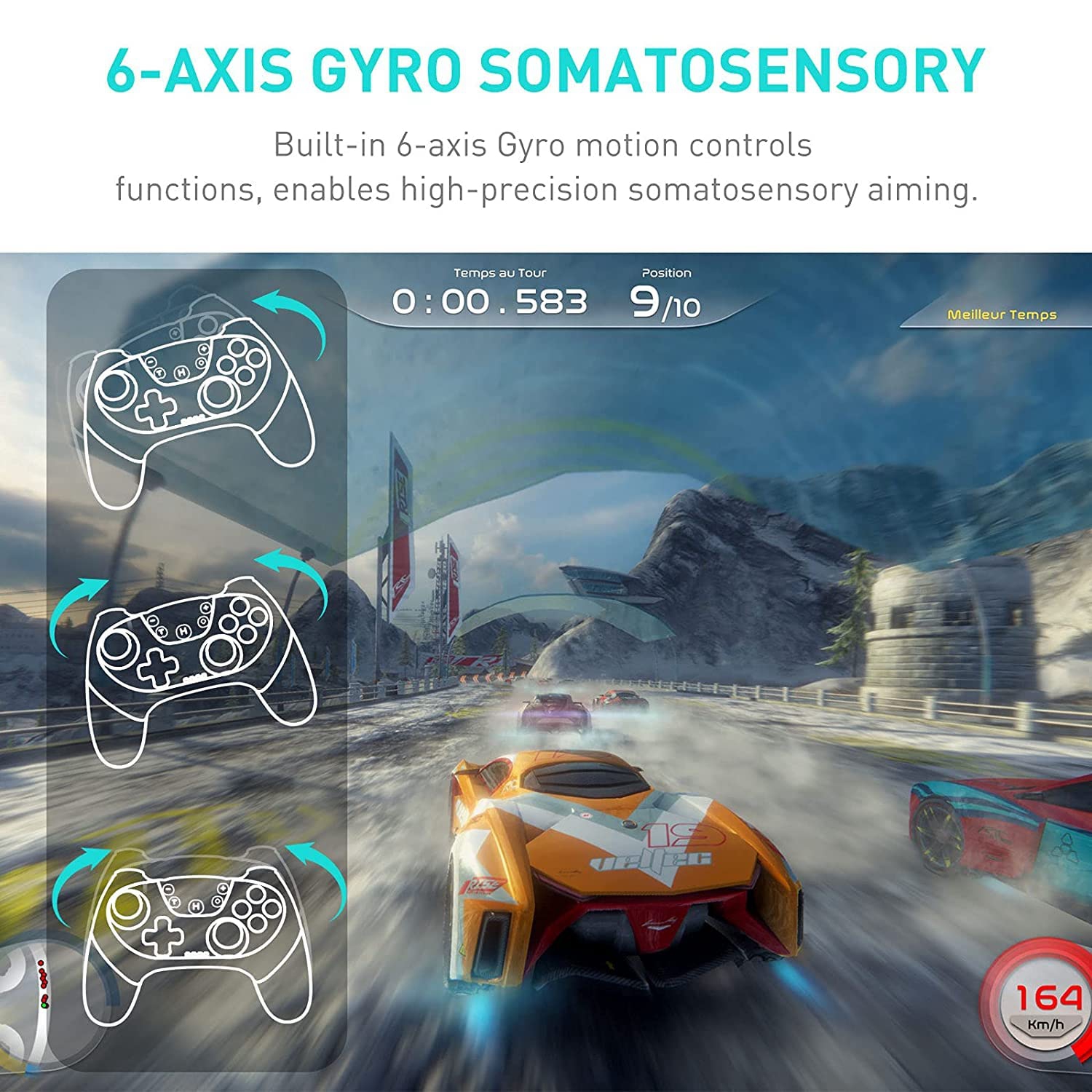 Wireless Switch Controller for N-Switch/Switch Lite/Switch OLED, Switch Pro Controller Wireless with Wake-Up, Ergonomic Non-Slip, Turbo, Motion,