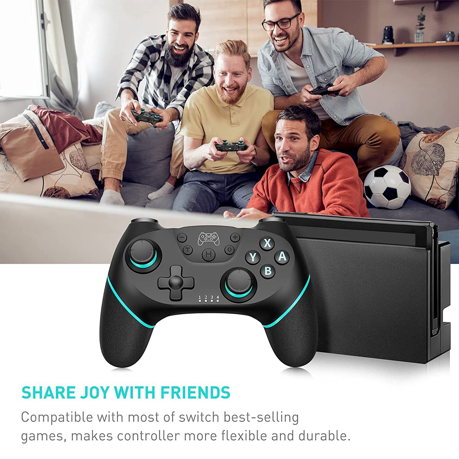 Wireless Switch Controller for N-Switch/Switch Lite/Switch OLED, Switch Pro Controller Wireless with Wake-Up, Ergonomic Non-Slip, Turbo, Motion,