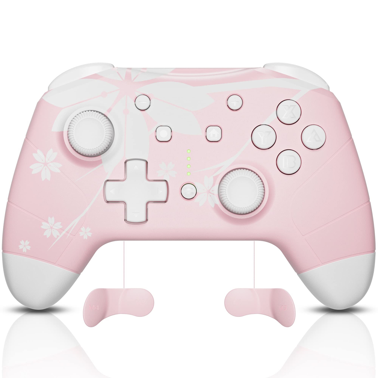 Sakura Pink Wireless Switch Pro Controller Compatible with Programmable Back Buttons/Headphone Jack/Turbo/Motion/Vibration for Switch/OLED/Lite, Steam Deck, PC