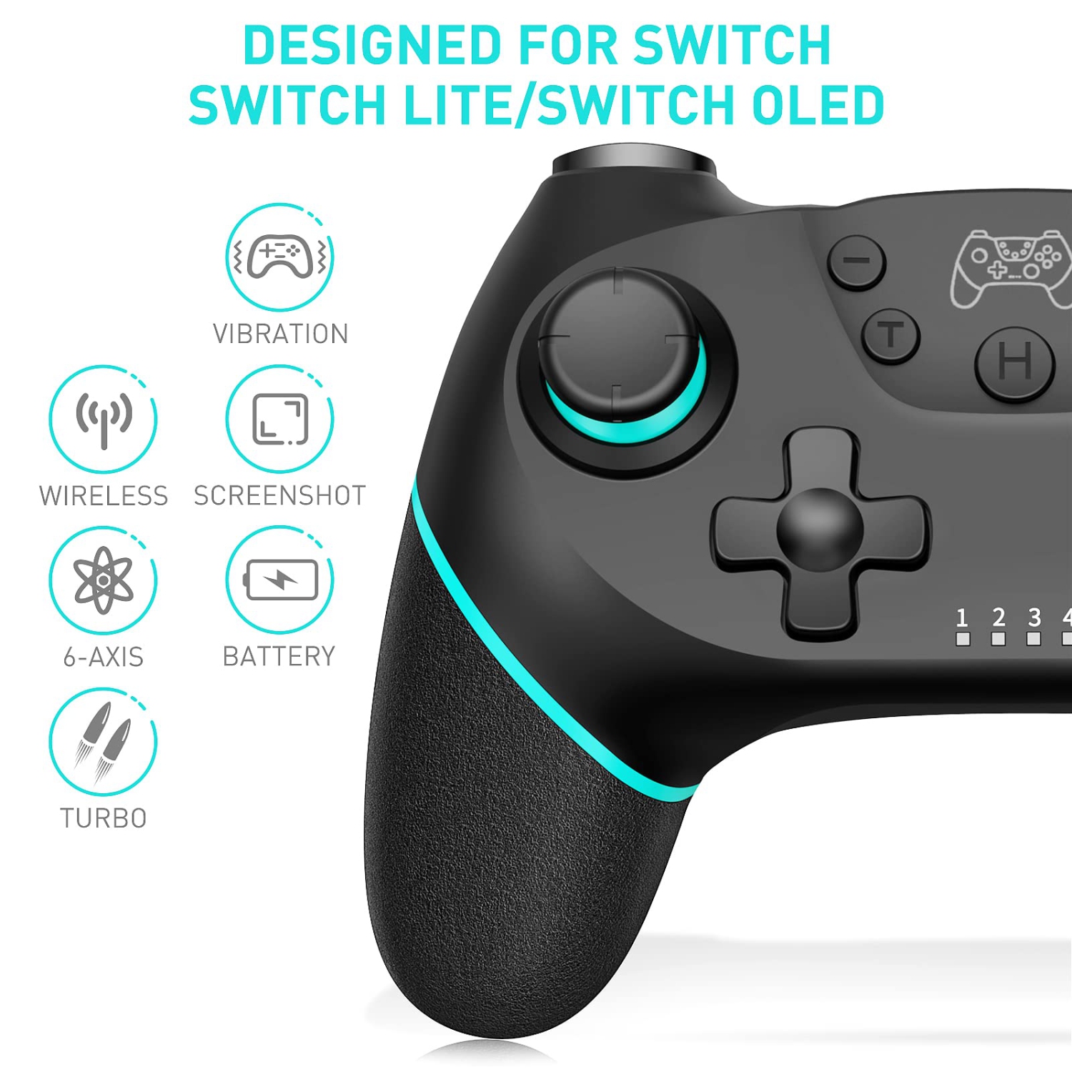 Wireless Switch Controller for N-Switch/Switch Lite/Switch OLED, Switch Pro Controller Wireless with Wake-Up, Ergonomic Non-Slip, Turbo, Motion,