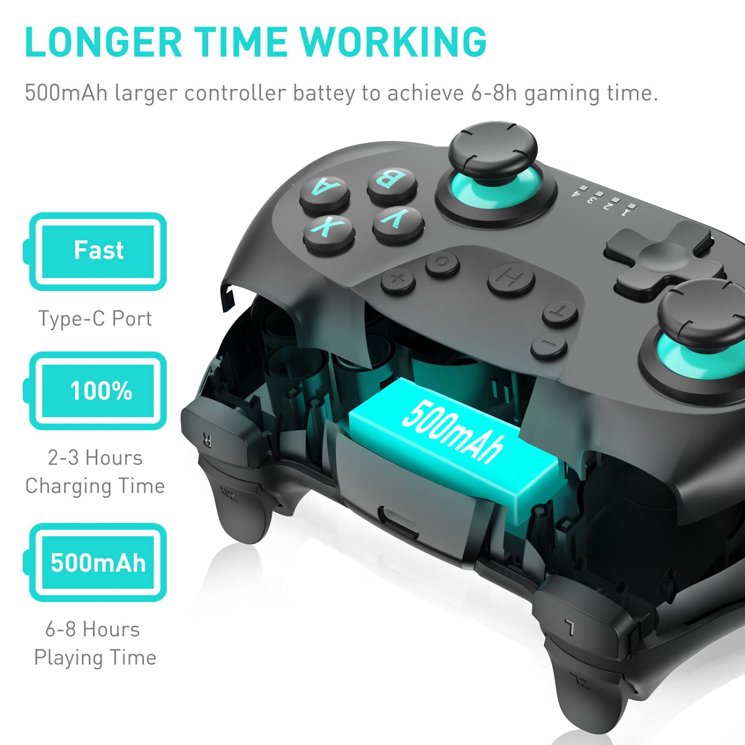 Wireless Switch Controller for N-Switch/Switch Lite/Switch OLED, Switch Pro Controller Wireless with Wake-Up, Ergonomic Non-Slip, Turbo, Motion,