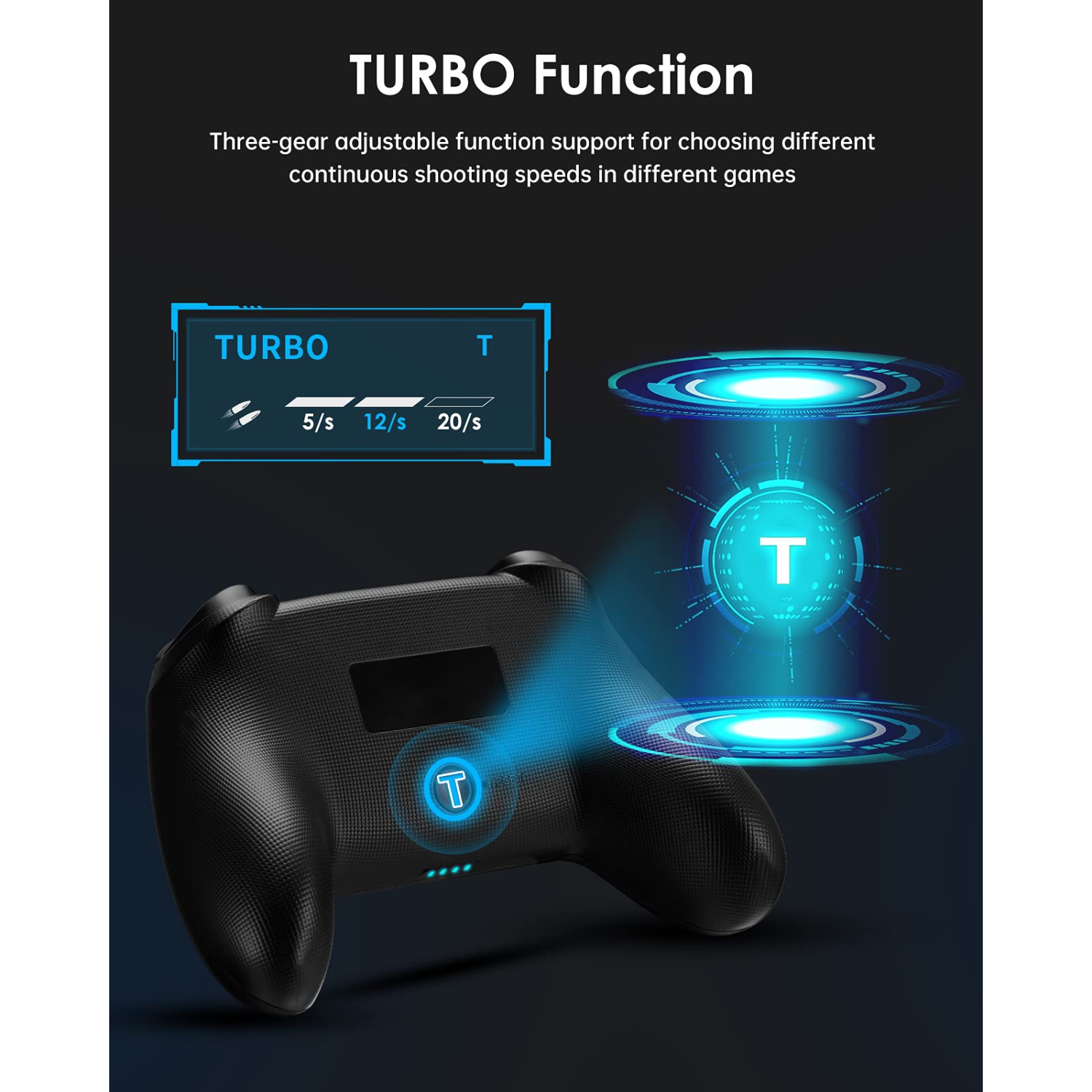 Wireless Switch Controller, Wireless Pro Controller for Switch Remote Gamepad with Joystick, Adjustable Turbo Vibration (Black-32)