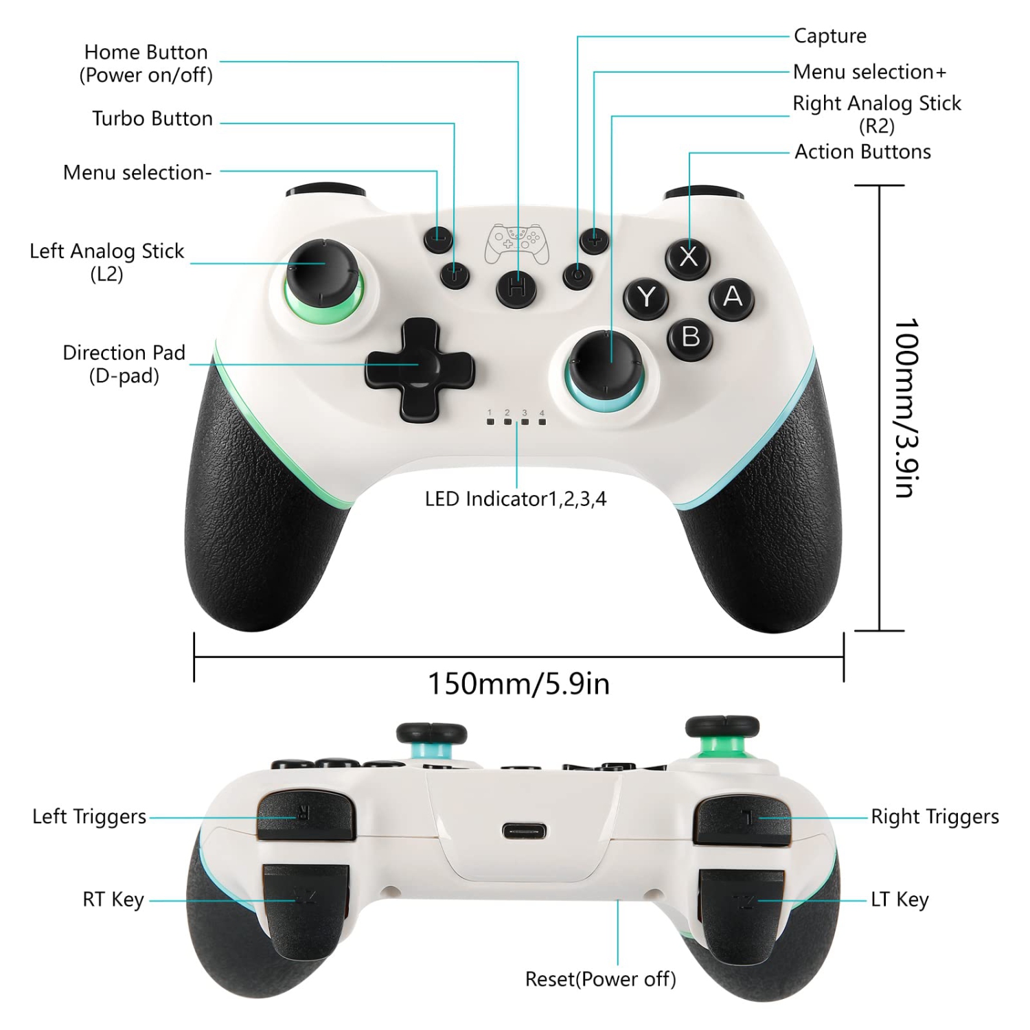 Wireless Pro Controller for Nintendo Switch Sefitopher Bluetooth Switch Pro Controller Gampad Joypad,PC Controller Supports Gyro Axis Turbo and Dual