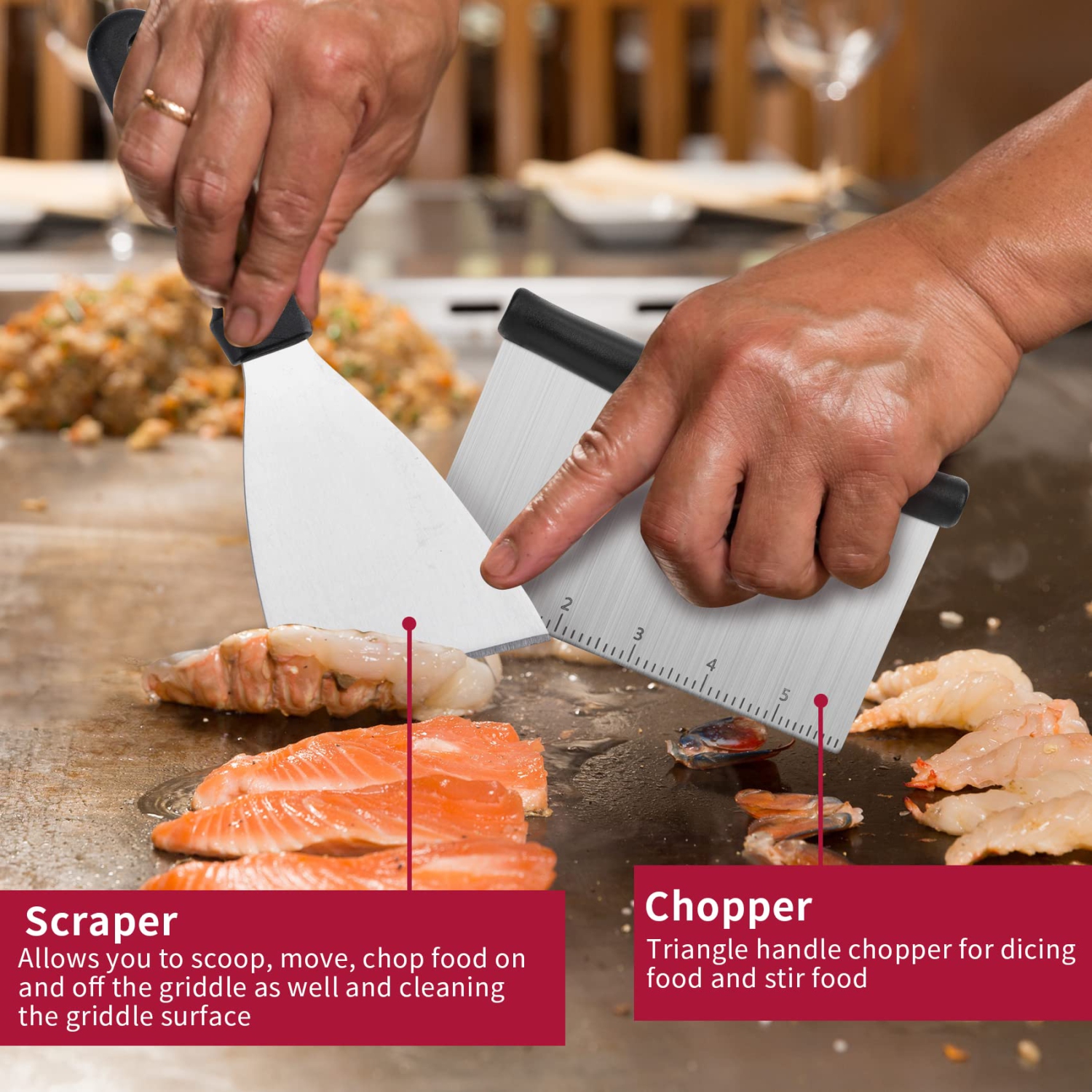 Griddle Accessories Kit - 11PCS Stainless Steel Flat Top Grill Spatula Kit for Outdoor Barbecue Teppanyaki Camping Cooking, Blackstone and Camp Chef