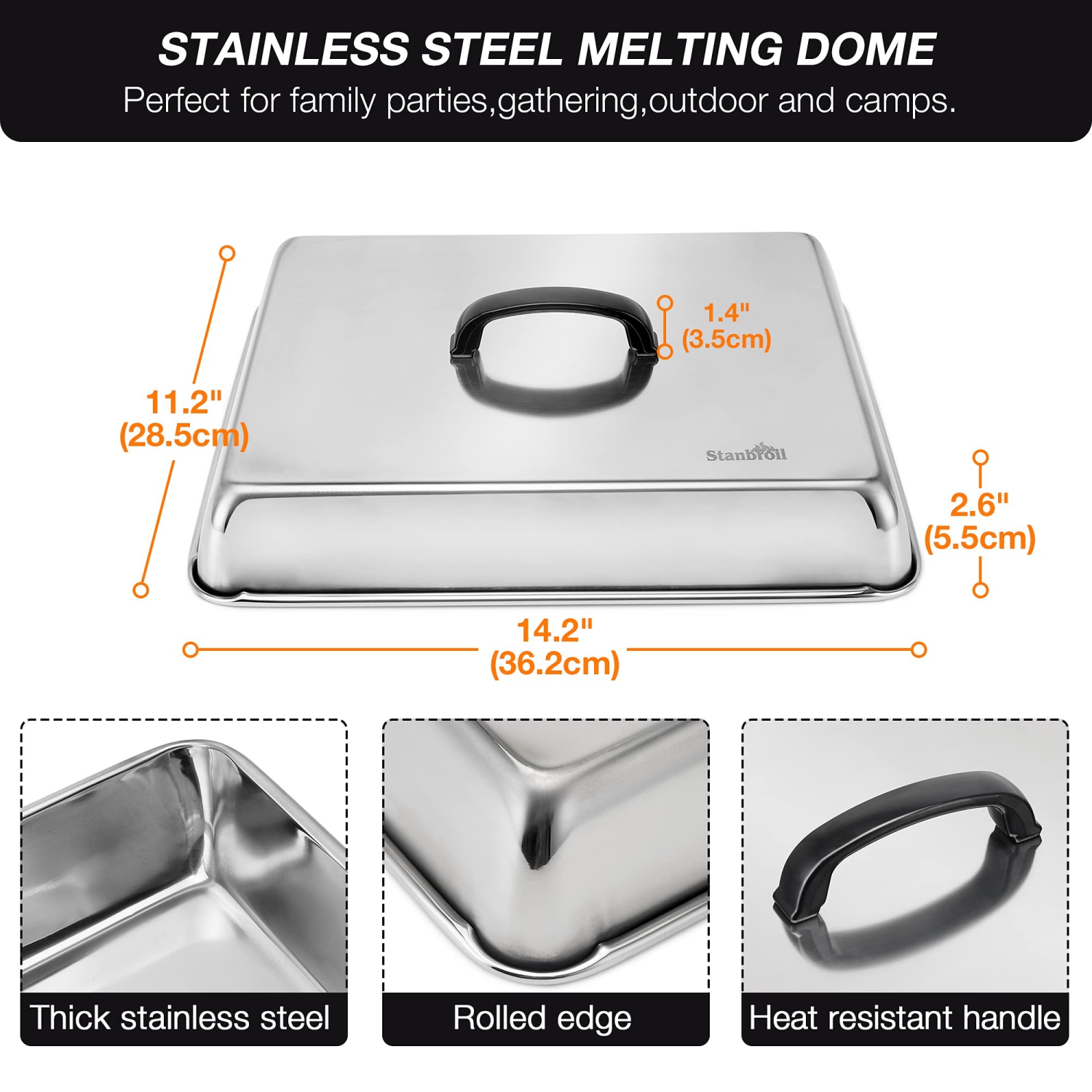 Ensemble dôme à fondre et presse-panini - couvercle à badigeonner en acier inoxydable dôme de fondant au fromage avec presse à hamburger en fonte