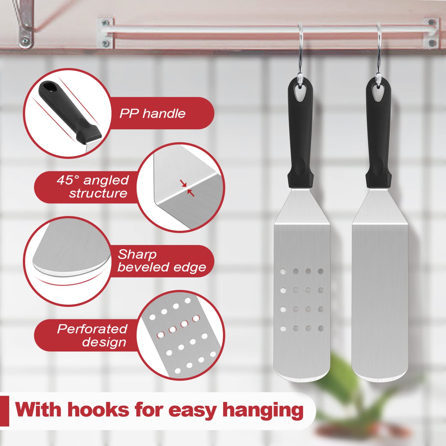 Griddle Accessories Kit of 8, Heavy Duty Metal Spatula Chopper, Professional Stainless Steel Griddle Tools with Storage Bag, Great for Flat Top