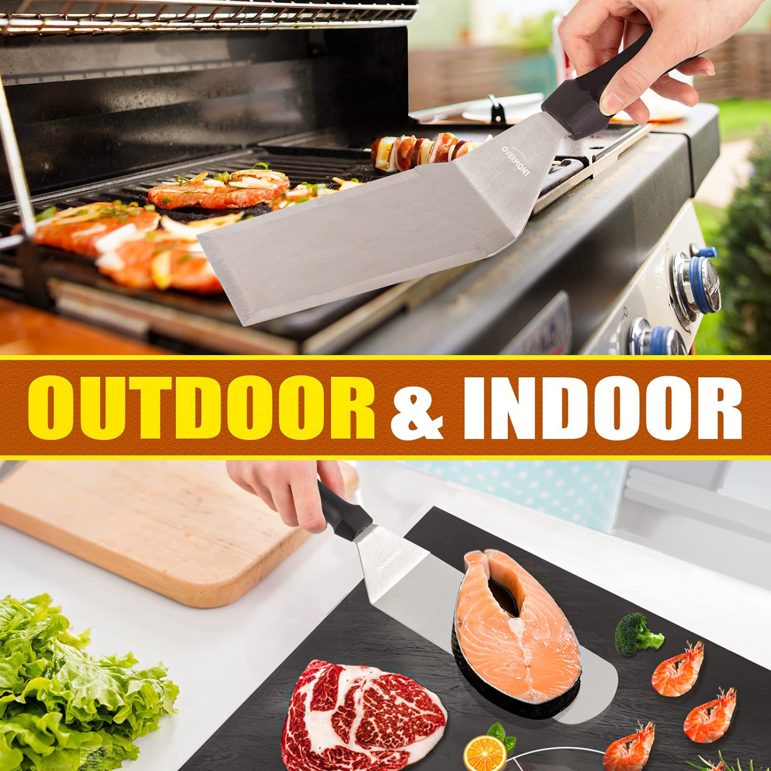 BBQ Grill Tool Sets , 9 PCS Stainless Steel Grill Accessories Professional Grill Utensils for Barbecue Camping Cooking Kitchen Dishwasher Safe