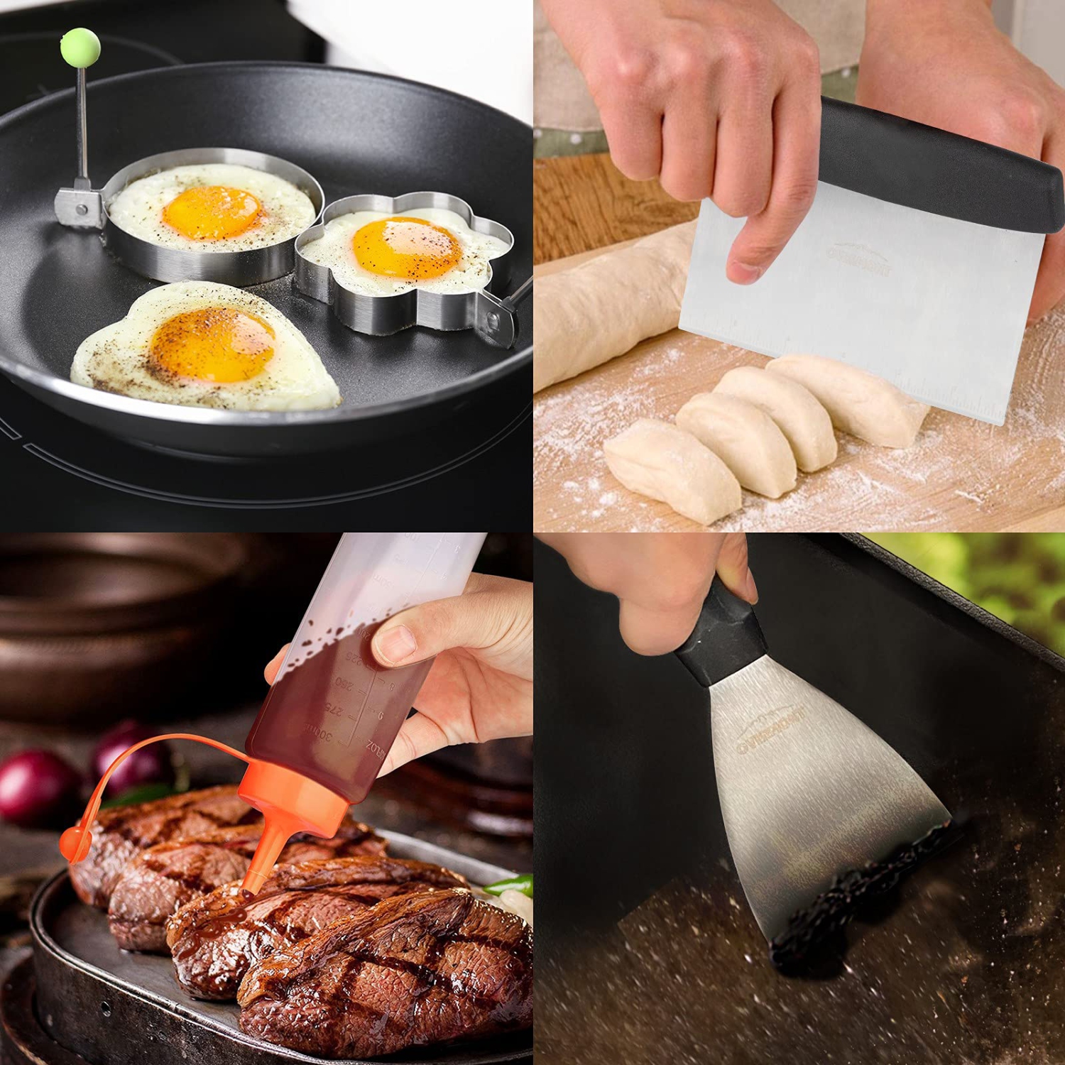 BBQ Grill Tool Sets , 9 PCS Stainless Steel Grill Accessories Professional Grill Utensils for Barbecue Camping Cooking Kitchen Dishwasher Safe