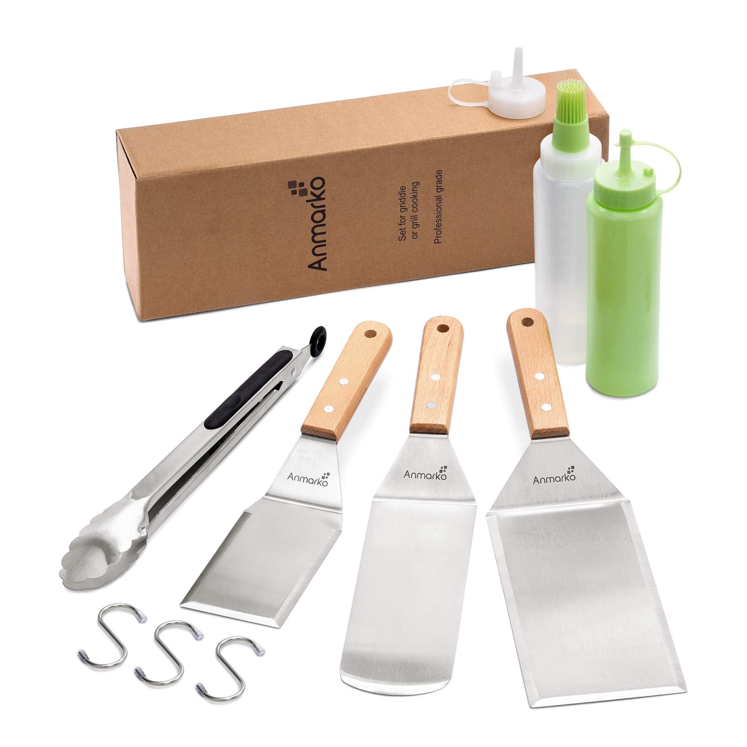 Metal Spatula Set of 6 - Griddle Accessories kit - Grill Flat Spatula Pancake Flipper Hamburger Turner - Metal Utensil Great for BBQ Grill Flat Top