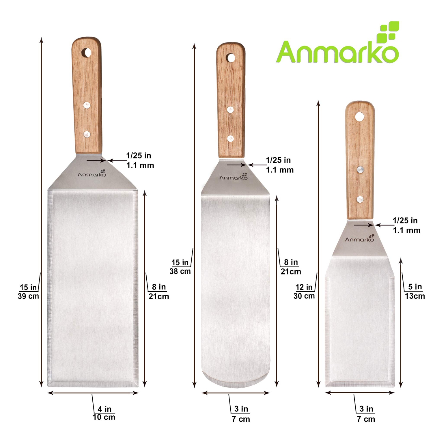 Professional Spatula Set - Stainless Steel Pancake Turner and Griddle Scraper 4x8 inch Oversized Hamburger Turner Great for Griddle BBQ Grill and