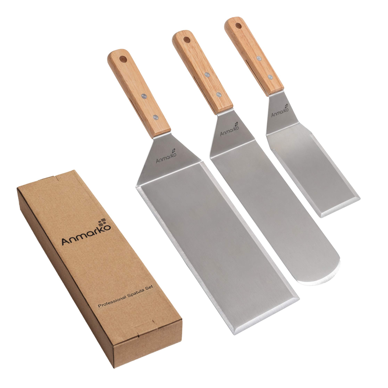 Professional Spatula Set - Stainless Steel Pancake Turner and Griddle Scraper 4x8 inch Oversized Hamburger Turner Great for Griddle BBQ Grill and