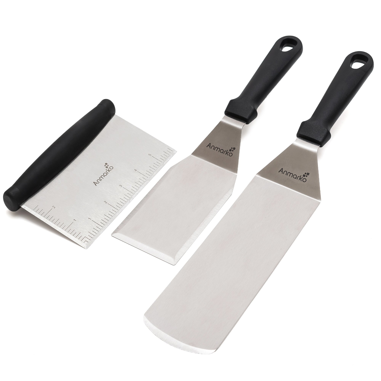 Ensemble professionnel de spatule en acier inoxydable – spatule à crêpes – spatule à hamburger et grattoir à plaque – ustensile en métal idéal pour