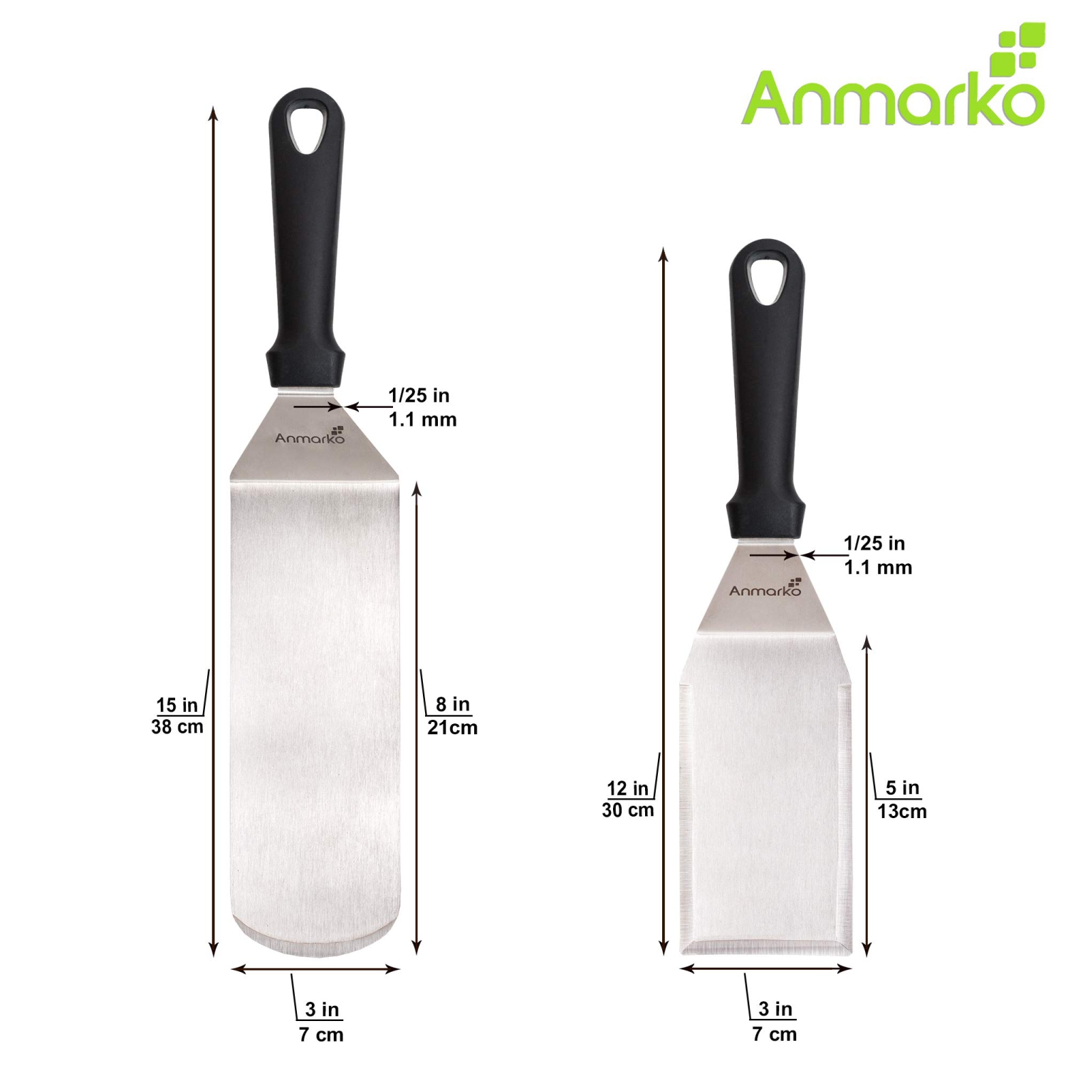 Ensemble professionnel de spatule en acier inoxydable – spatule à crêpes – spatule à hamburger et grattoir à plaque – ustensile en métal idéal pour