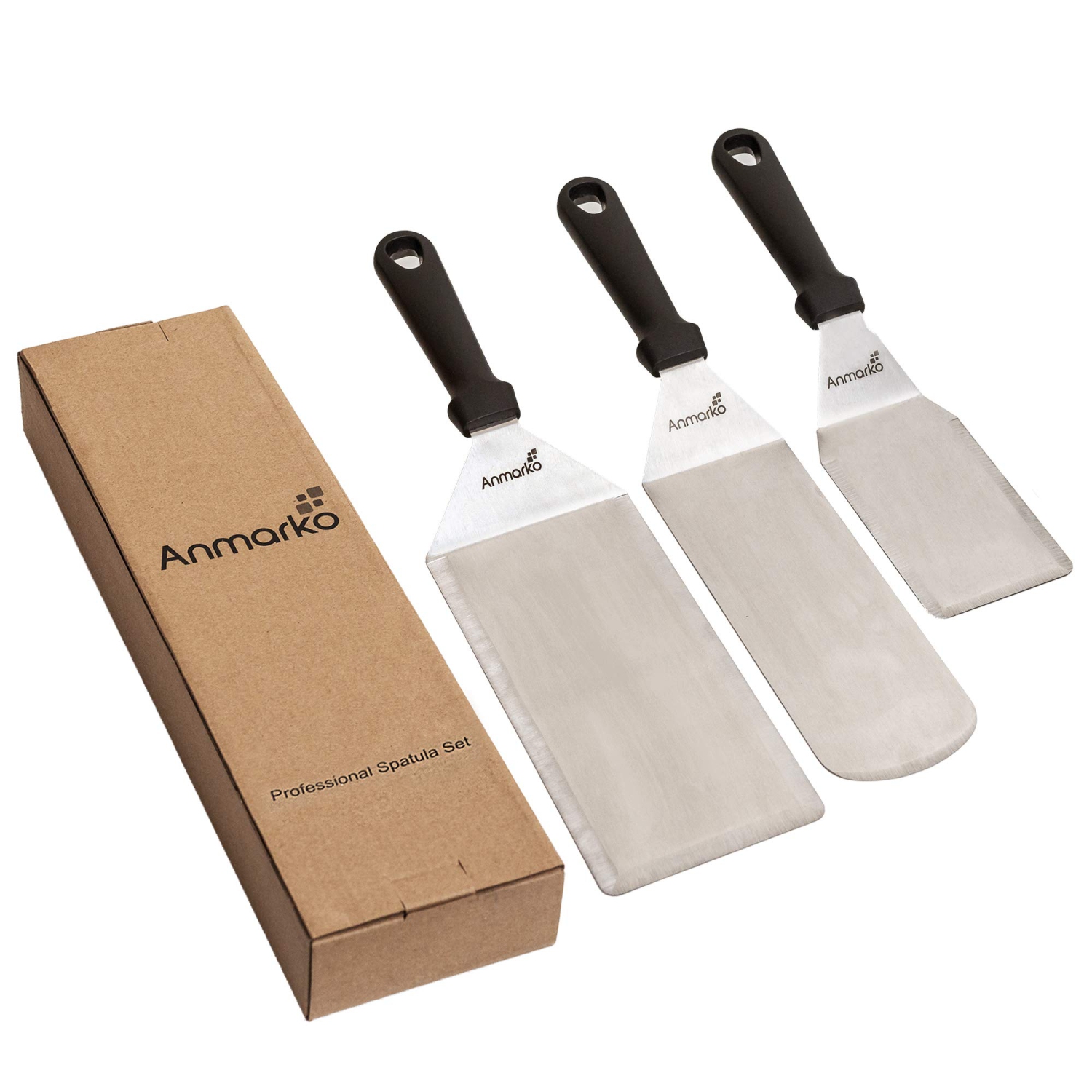 Professional Griddle Spatula Set - Stainless Steel Metal Spatula and Griddle Scraper - Heavy Spatula Griddle Accessories Great for Cast Iron Griddle