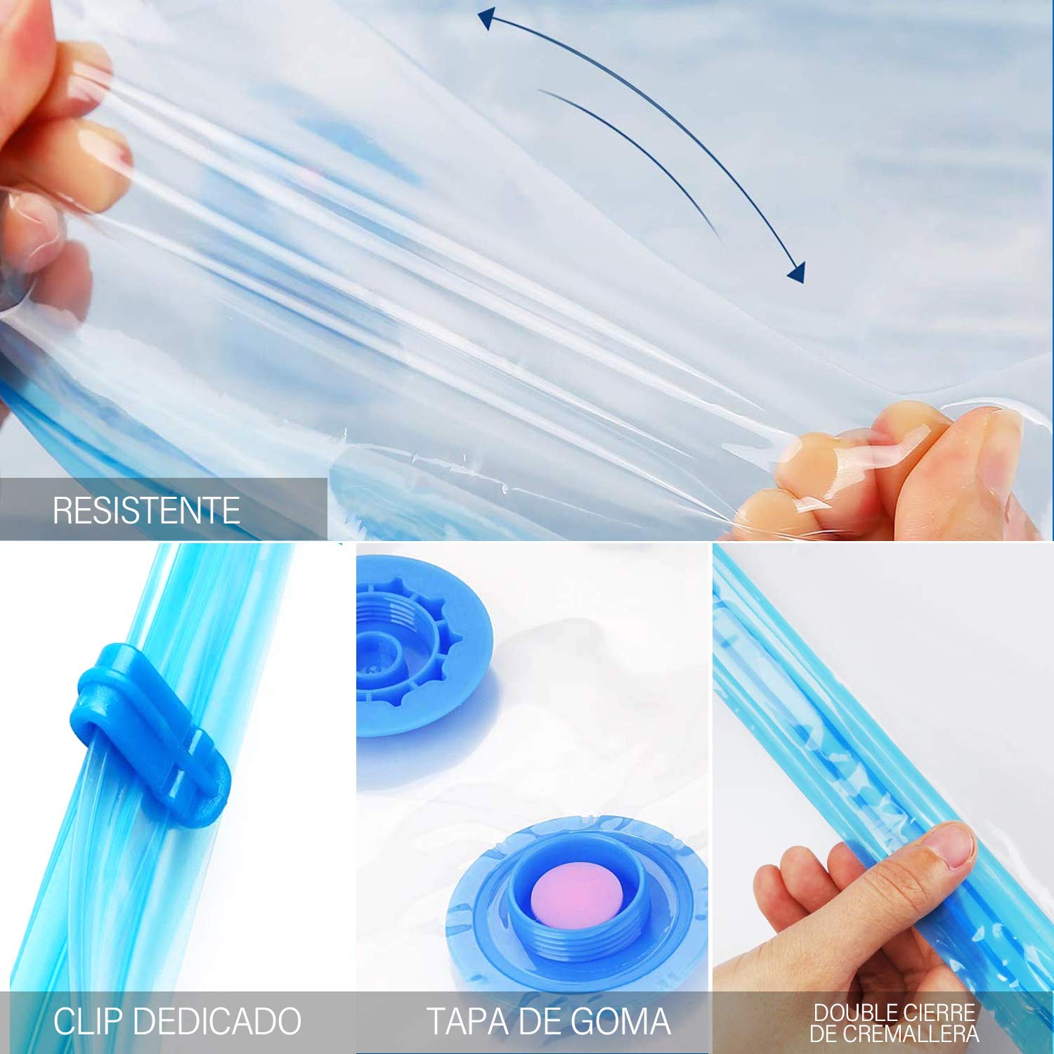 Vacuum Storage Bags, TXG 8 Pack Space Saver Vacuum Sealer Clothes Bags with Free Hand Pump Travel Reusable Compression Bags Reusable for Clothes,